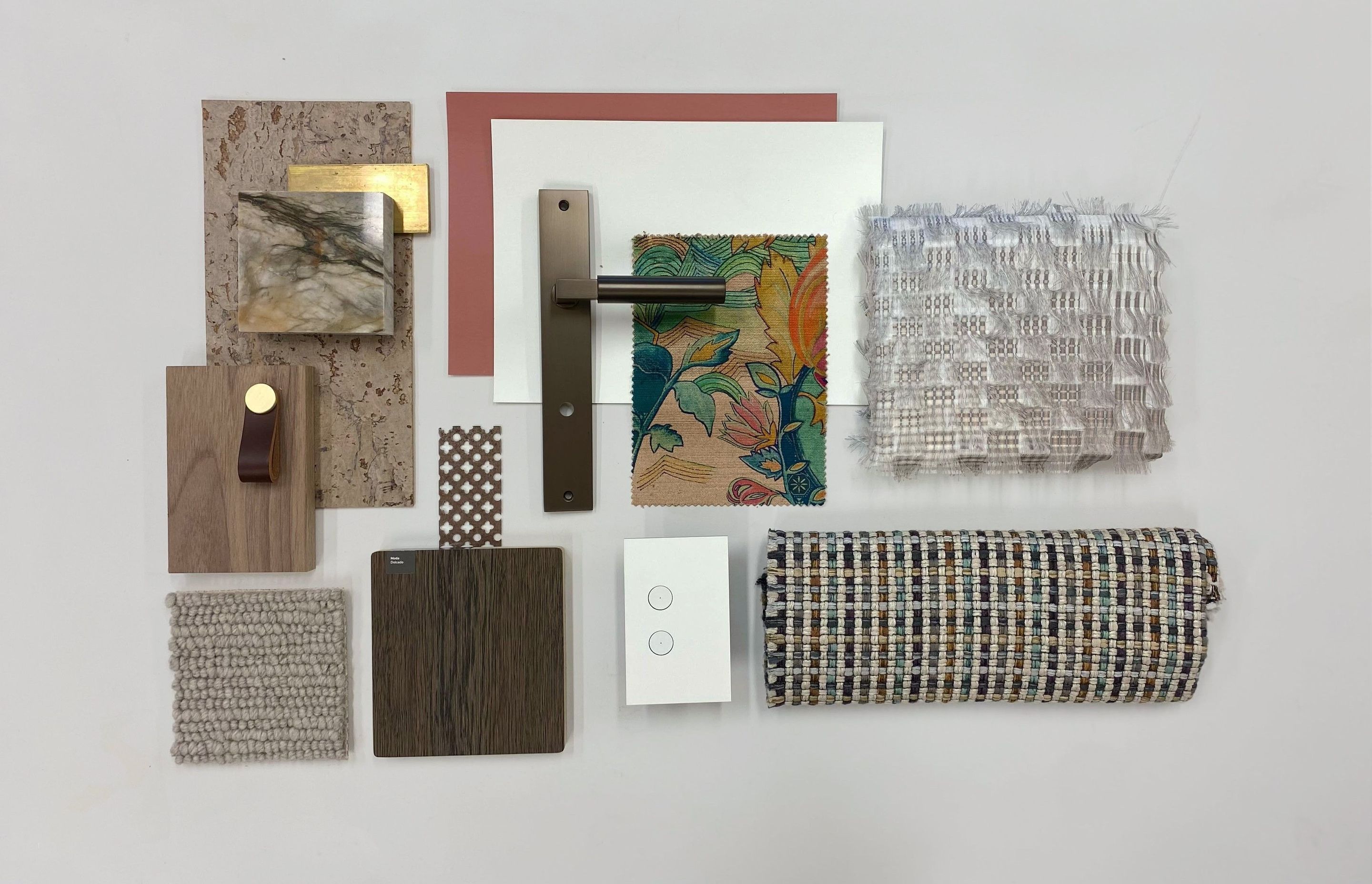 Hayley selected a range of textures and biophilic colours to create her materials board, "Rich Earth"