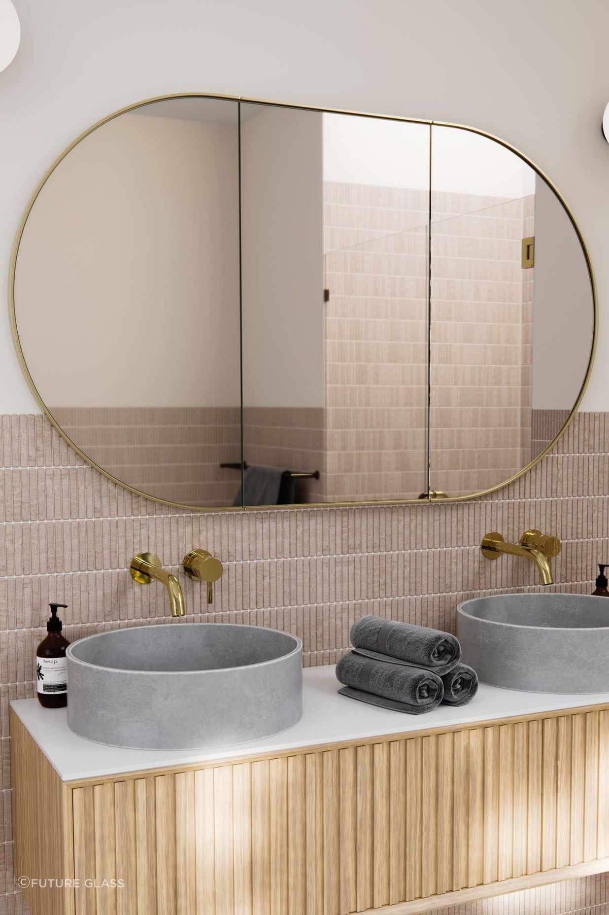 A chic pill-shaped bathroom mirror that adds a touch of quirky charm to your bathroom. Featured product: Pill Mirror Cabinet