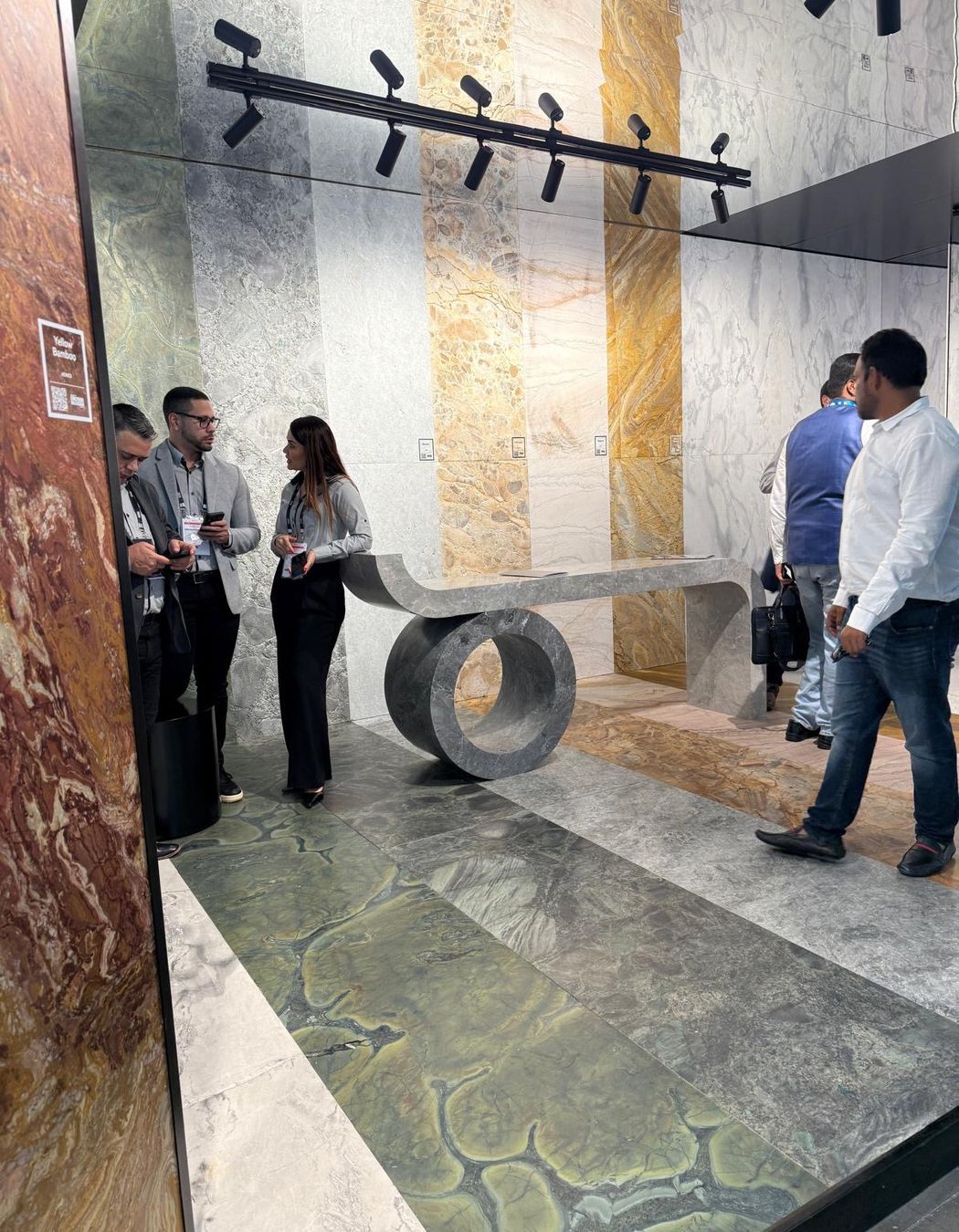 The range on display at Marmomac is incredible, from earthy greens and rich tobacco tones to soft neutrals. Each slab tells a different story, and seeing them at this scale helps you understand how they'll work in real spaces. This is where inspiration happens.