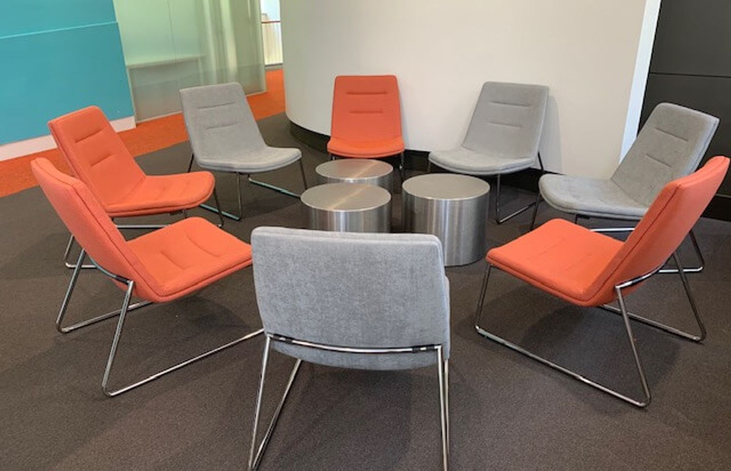 Mister Low back Chairs in Warwick Tritan Gibbs Parrot and Tritan Lewis Cement