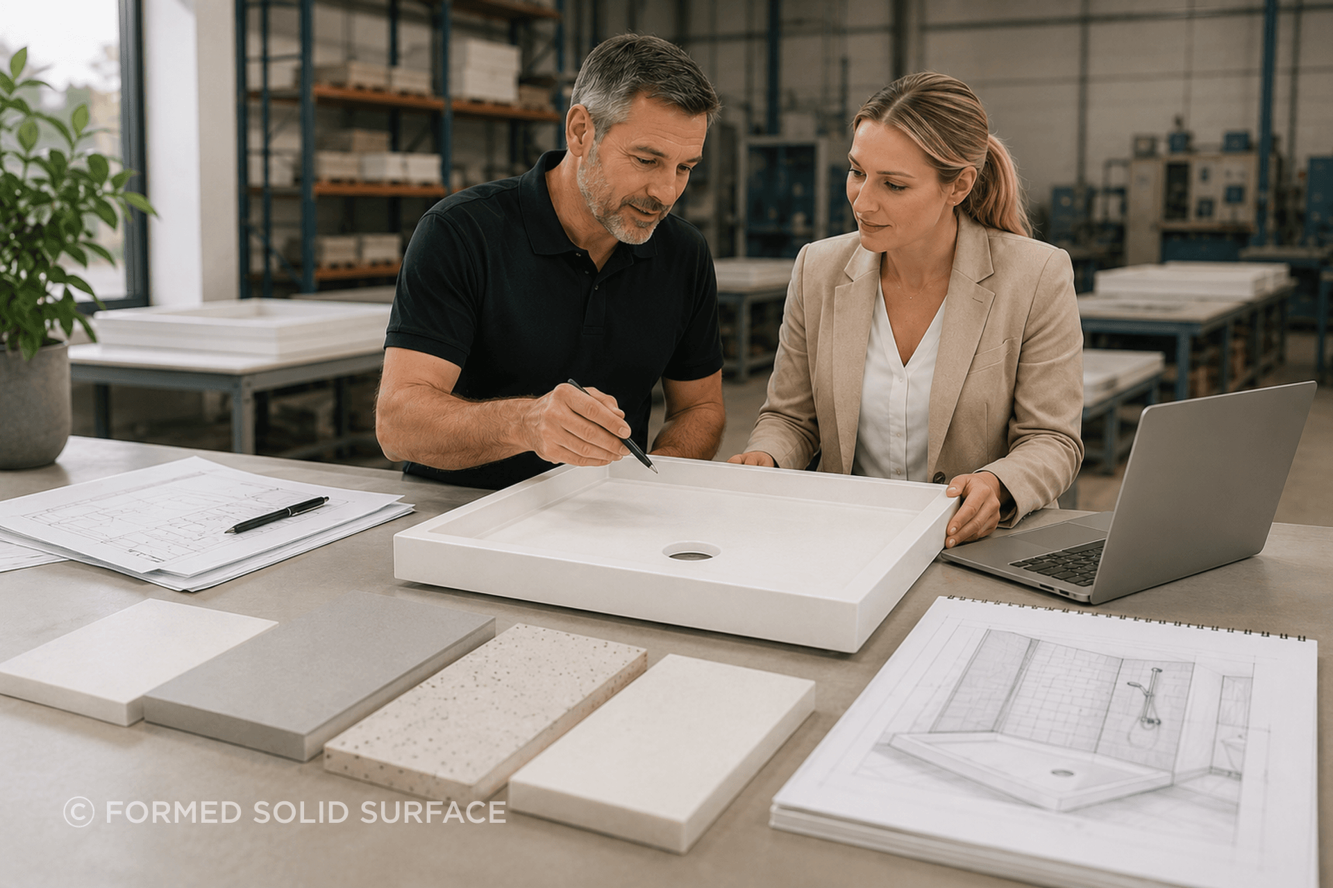 Working collaboratively with architects and specifiers to translate design intent into practical, manufacturable solid surface solutions.