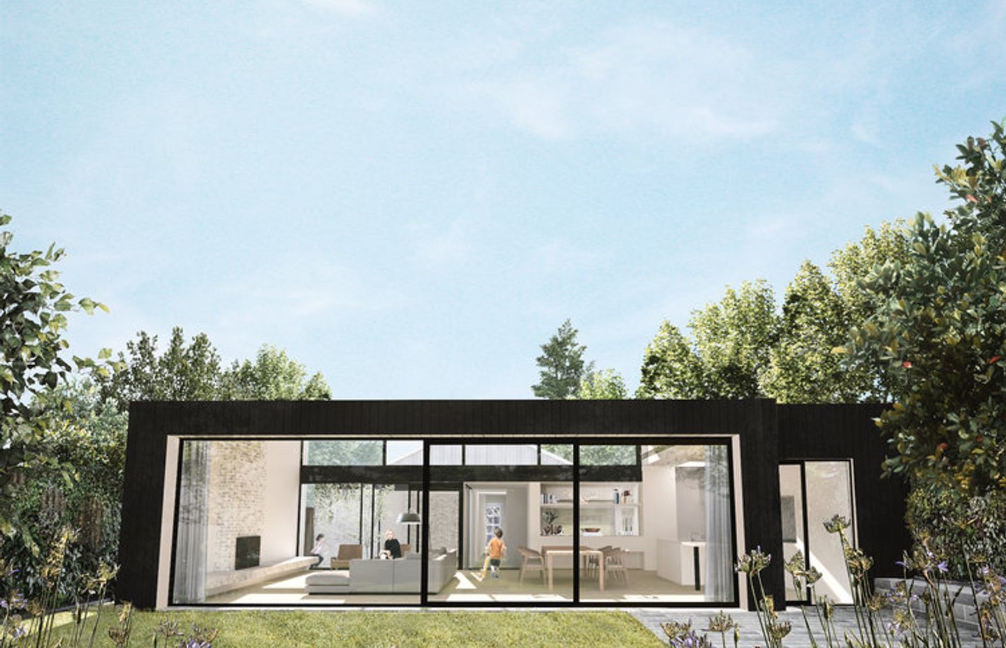 To bring natural light into Prahran House, the addition is separated from the main home by a courtyard which allows north-facing glazing and clerestory windows to grab winter light and bring it deep into living spaces, creating a light-filled home for the owners.