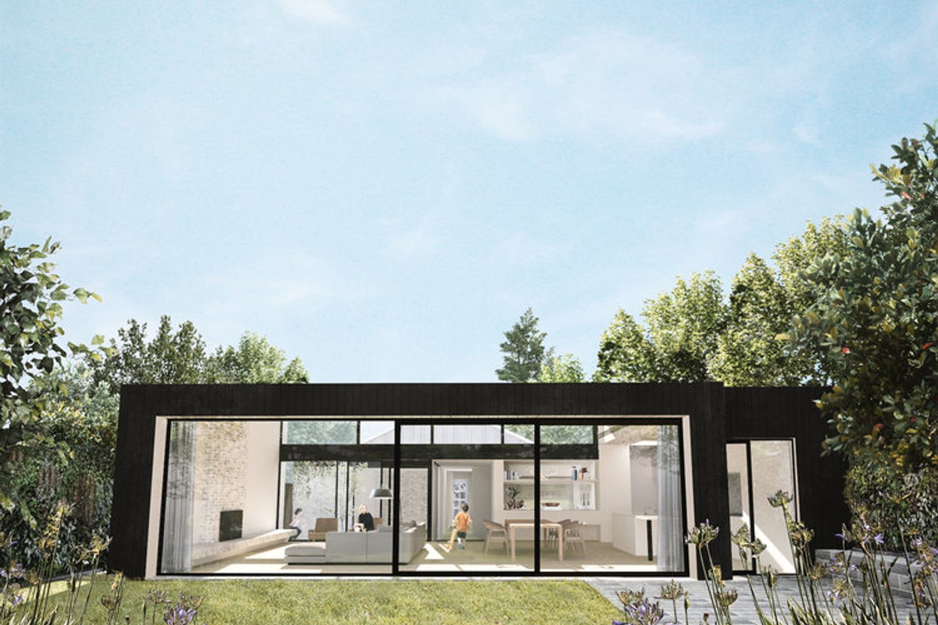 To bring natural light into Prahran House, the addition is separated from the main home by a courtyard which allows north-facing glazing and clerestory windows to grab winter light and bring it deep into living spaces, creating a light-filled home for the owners.