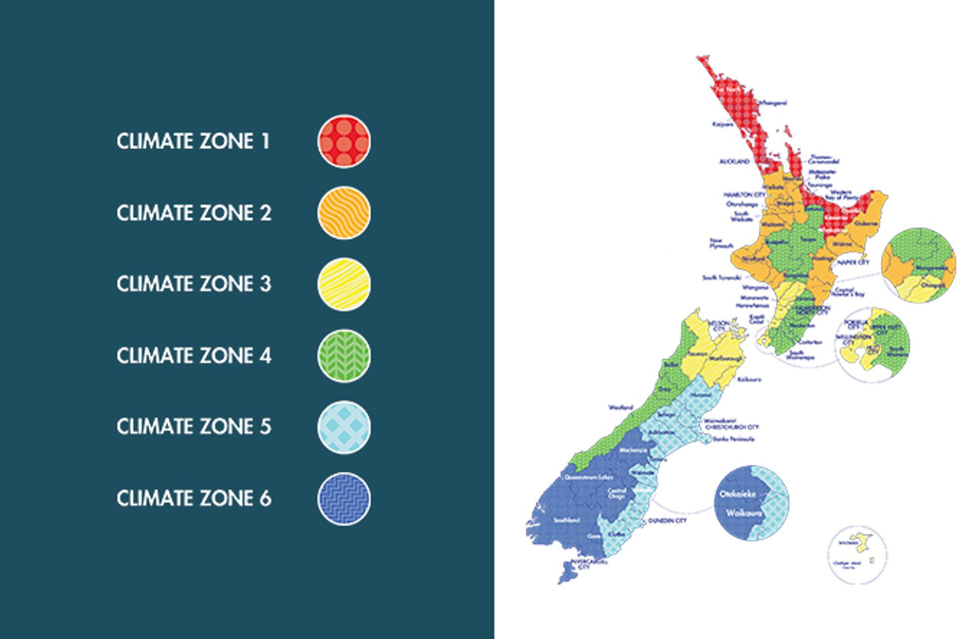 With a focus on energy efficiency, these changes are explained first by introducing New Climate Zones. This will allow insulation requirements to better reflect the different temperatures experienced in each zone. MBIE has expanded the number of climate zones used in the insulation requirements to further divide into six.