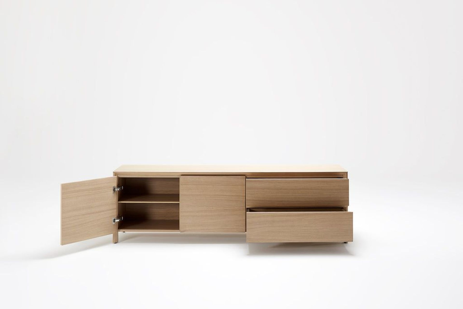 Otway entertainment unit legs, outer frame &amp; top are constructed from solid Oak &amp; drawers veneered to match