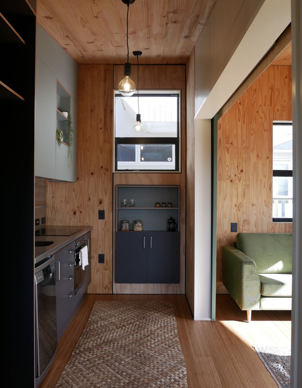 In this home, the services module connects with the multi-use module.