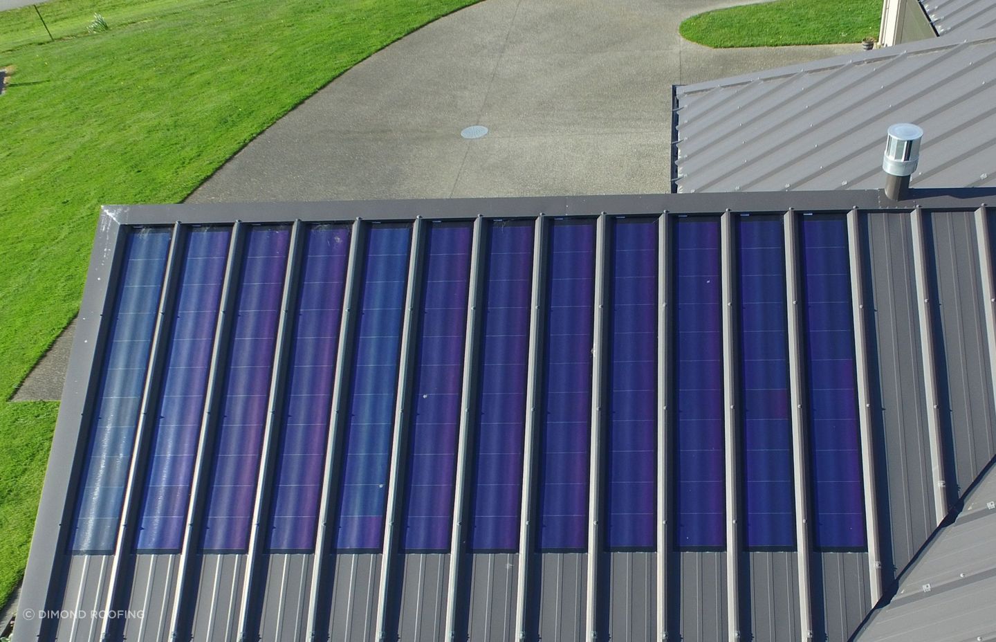 Solar roofing options come in many forms including solar shingles, glass-on-glass solar modules and even solar laminates such as this product from Dimond Roofing.
