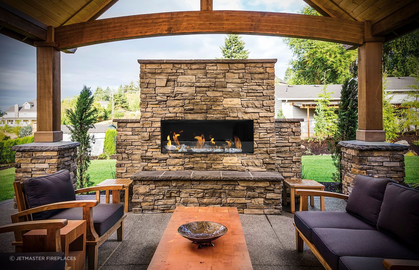 The right outdoor fireplace can be the focal point of an outdoor living area
