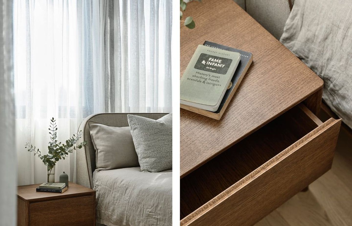 Otway Night table finished in light walnut stain