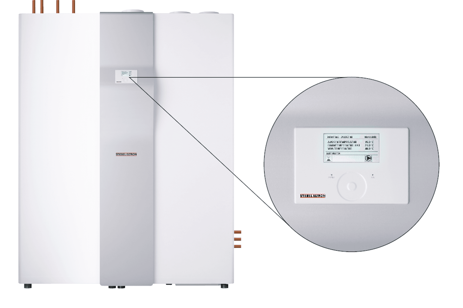 The Stiebel Eltron LWZ 8CS featurs a matrix display with touch wheel for intuitive operation.