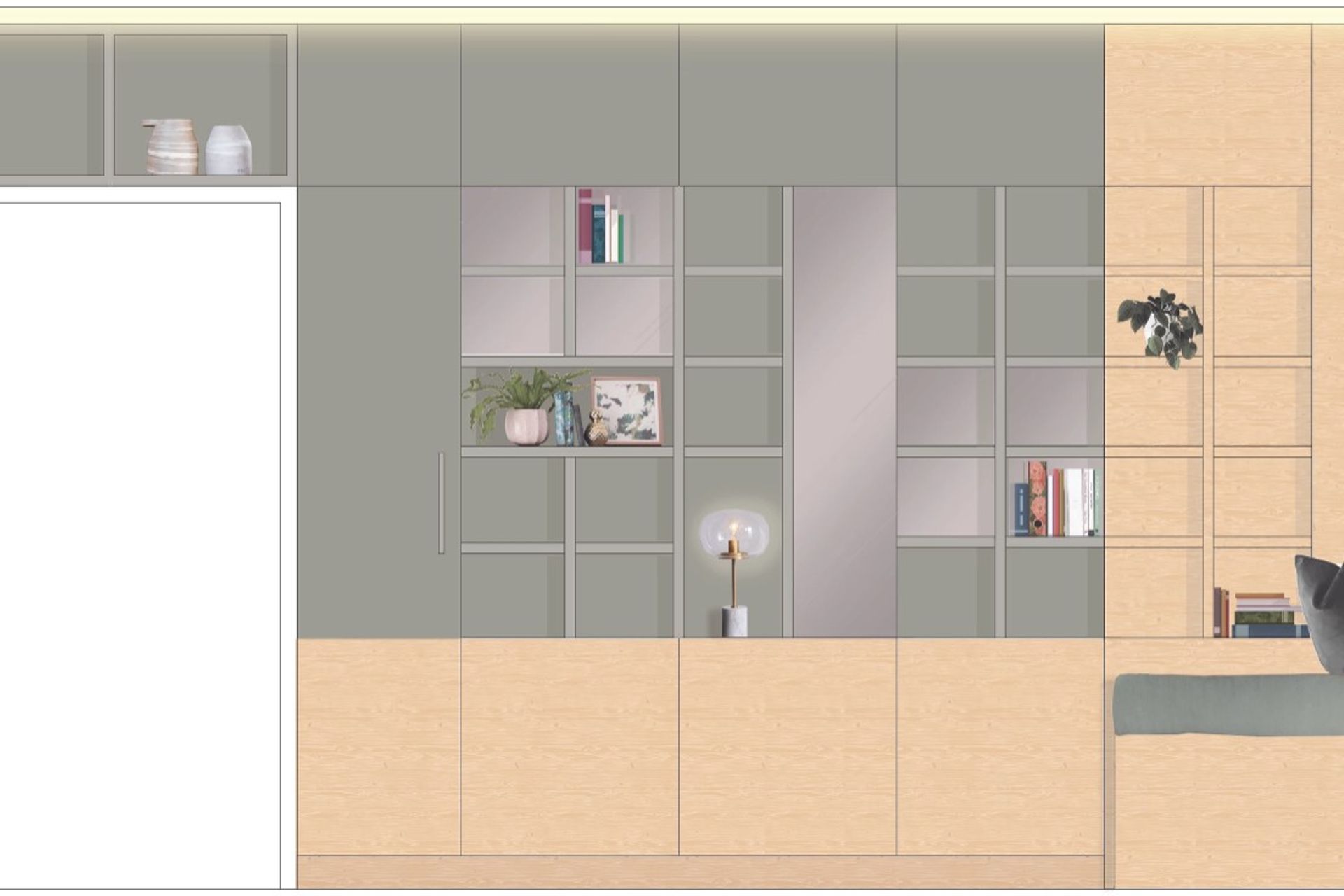 Concept elevation for guest room/study joinery
