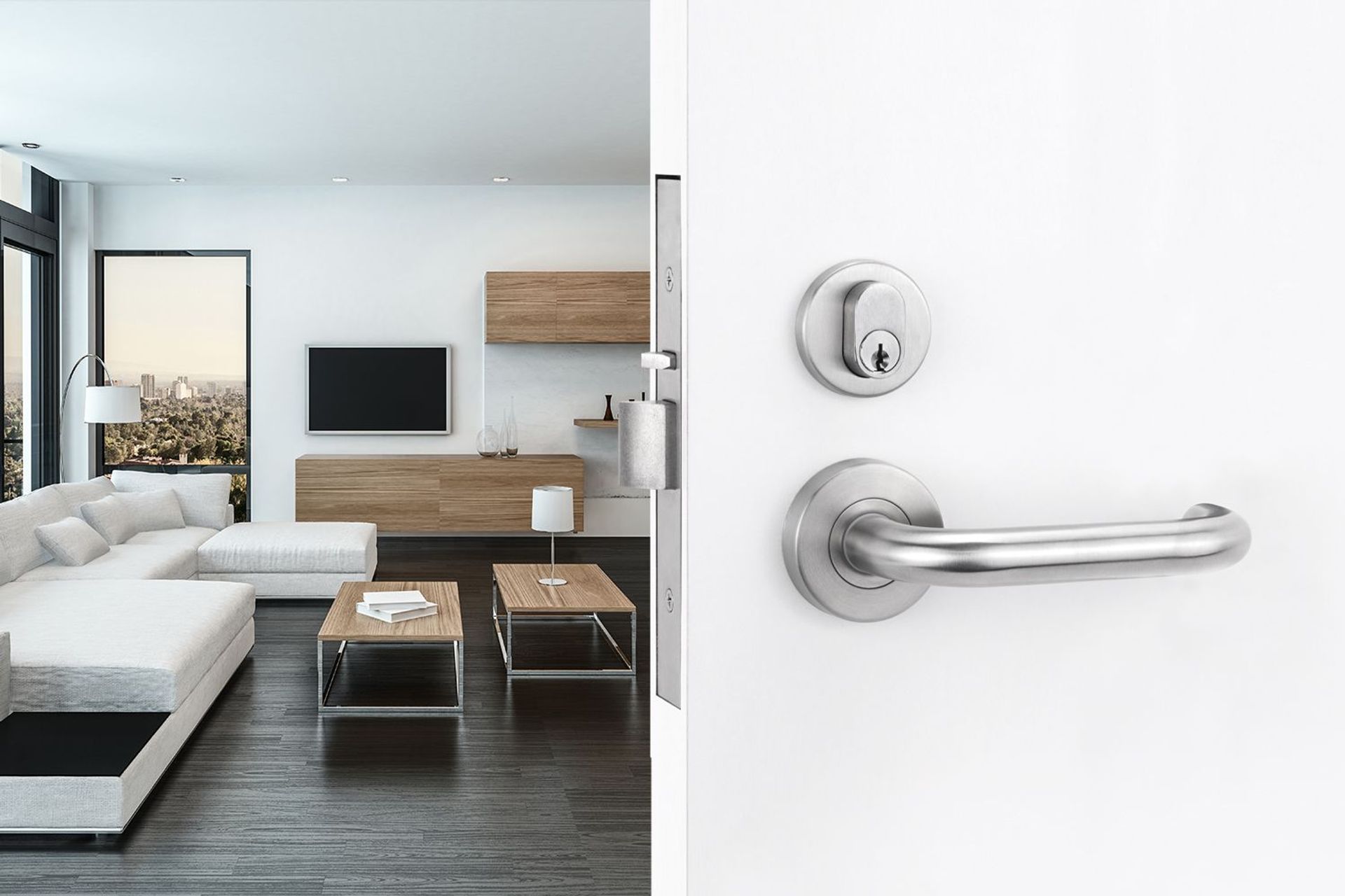 The Yale Simplicity Series includes both the door furniture closer and lock all in one, making it ideal for use in multiunit residential developments.