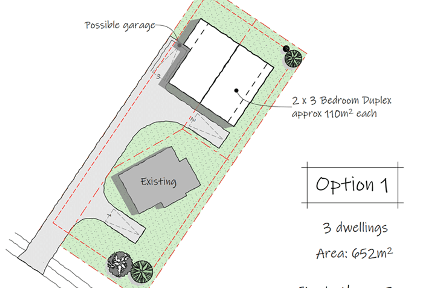 Single House Zone - Concept option of 3 dwellings