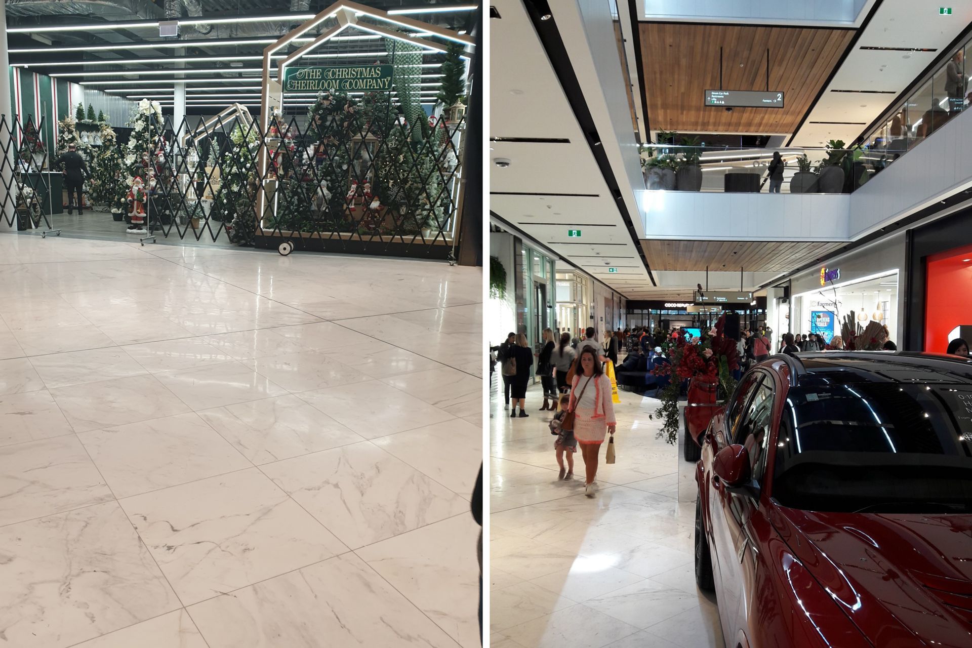 Once in New Zealand, the marble tiles were hand-checked—with any deemed not up to standard being rejected—prior to being installed at the shopping centre.