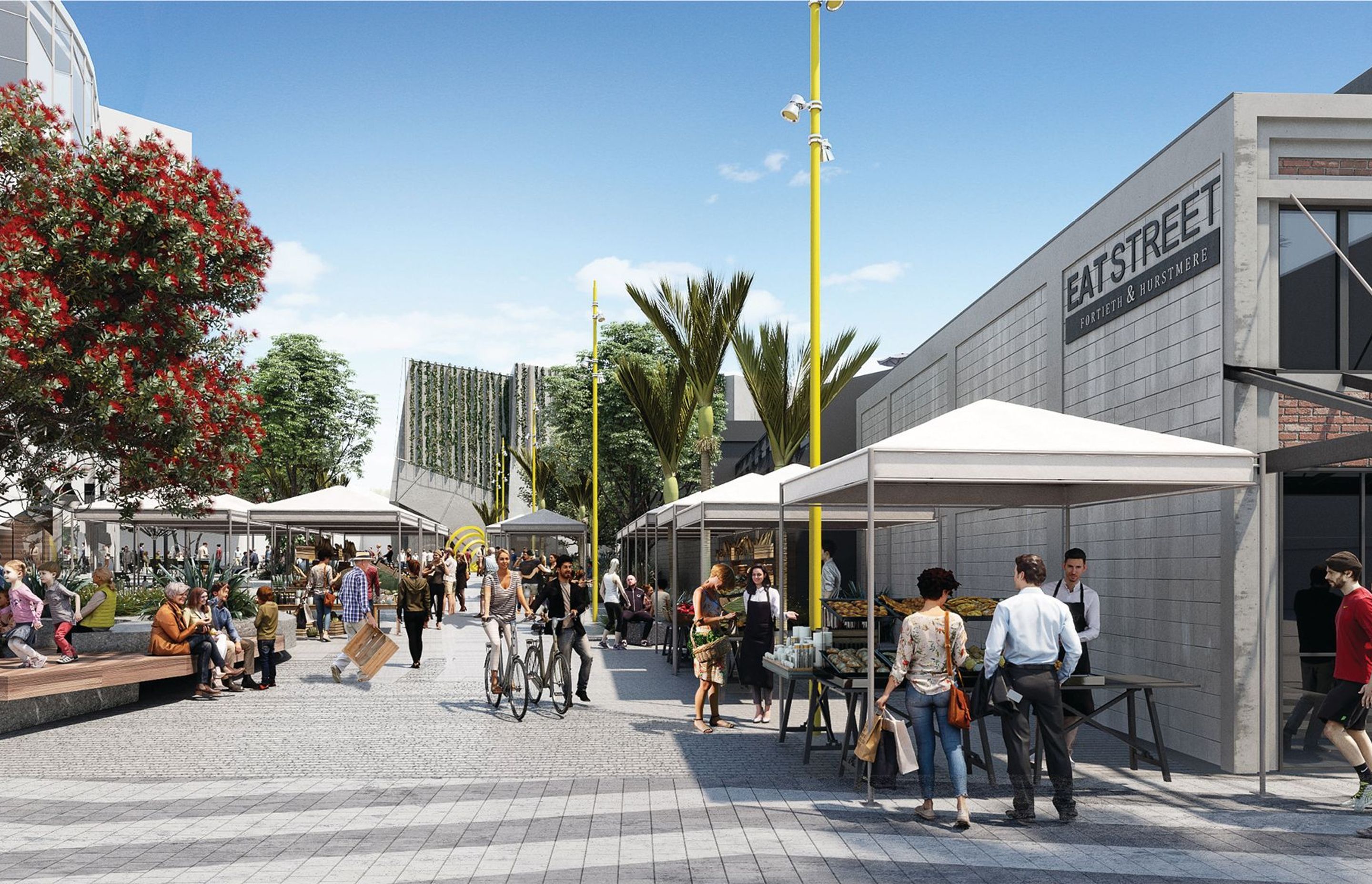 Plenty of space for market stalls is alloted in the new plans. Photo: Panuku Development Auckland.