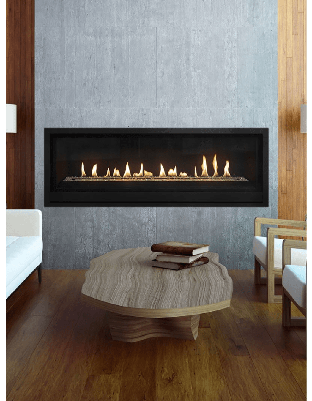 The Lopi Probuilder 54 GSB Gas Fireplace can be the centrepiece of a room.