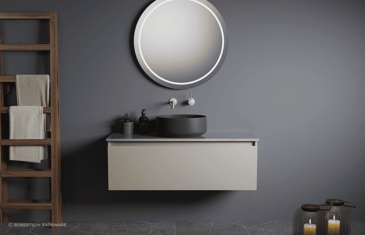 A stylish vessel basin combined with a sophisticated vanity like the Terina II Vanity makes an elegant pairing.