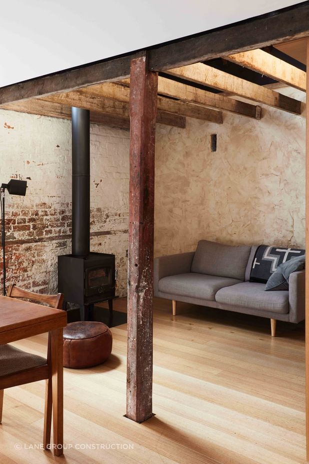 The interior design strikes a nice contrast between original features and new additions. Photography: Sean Fennessey Photography.