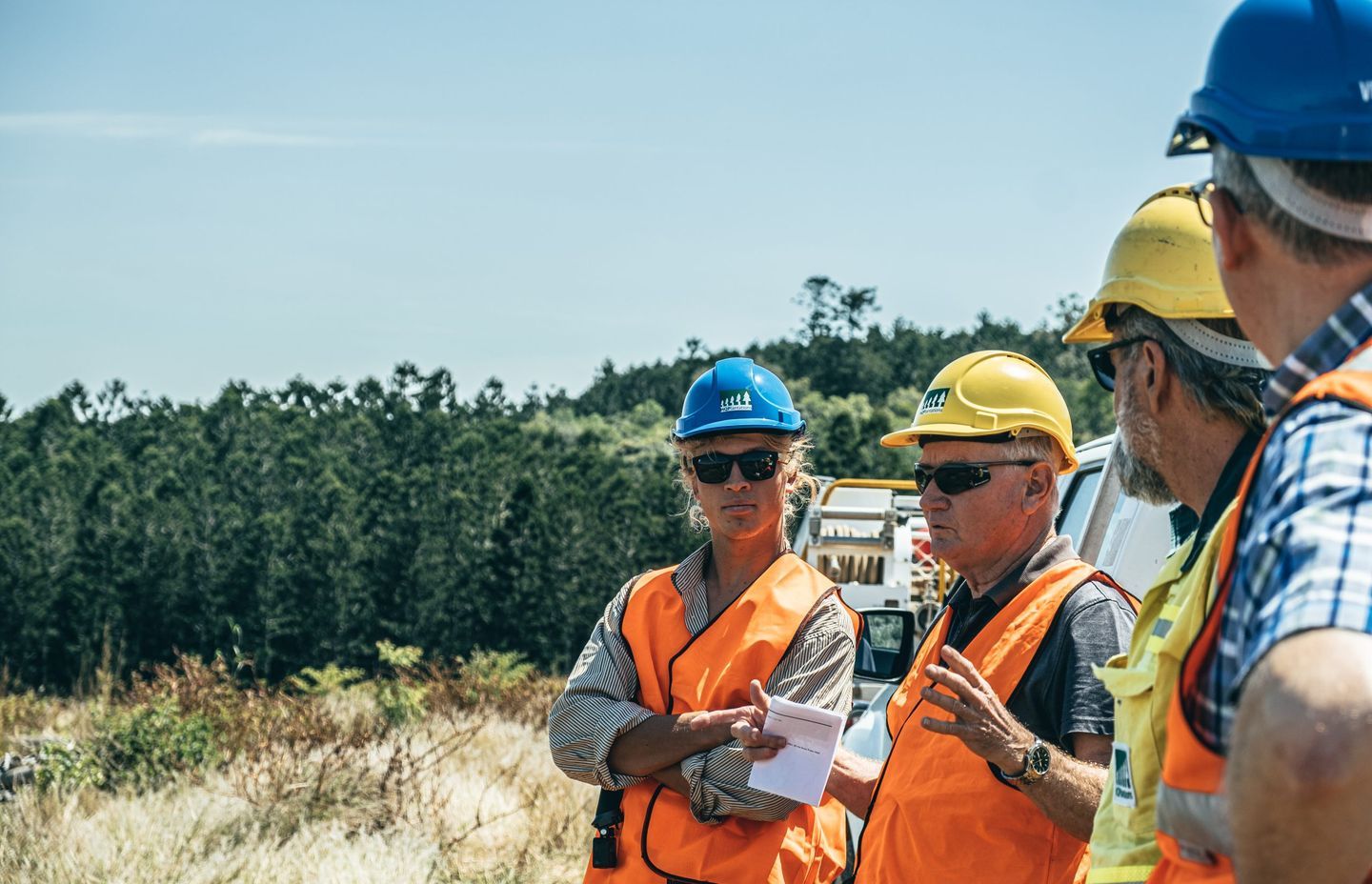 L-R: Tom Robinson, Jeff Ihle – District Manager Burnett and Downs HQPlantations, Shane Tetzlaff – Forester HQPlantations, Stuart Matthews – Joint Chief Executive Officer Austral Plywoods.