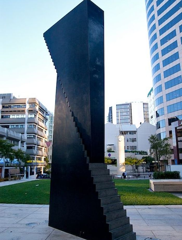 Steve Woodward designed this sculpture, made from Shanxi Black Granite, stands in St Patrick’s Square, Auckland.