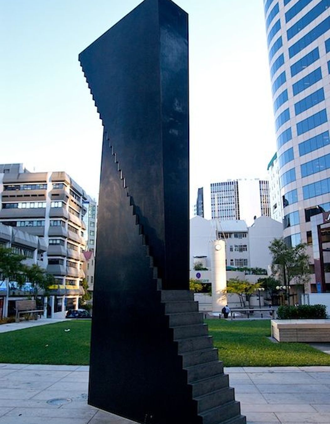 Steve Woodward designed this sculpture, made from Shanxi Black Granite, stands in St Patrick’s Square, Auckland.