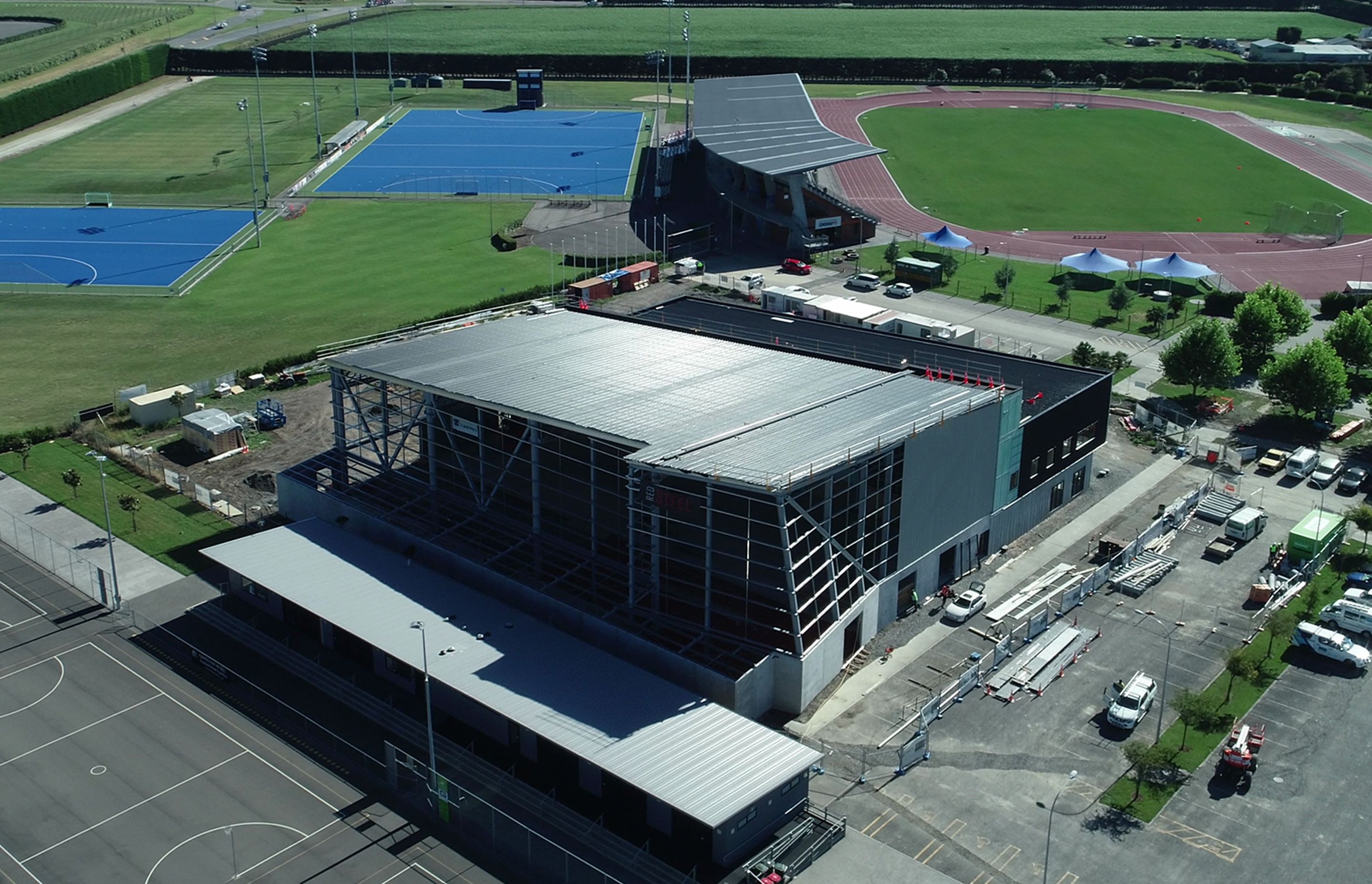 The Hawke's Bay Regional Sports Park with it's newly laid Tricore roof.