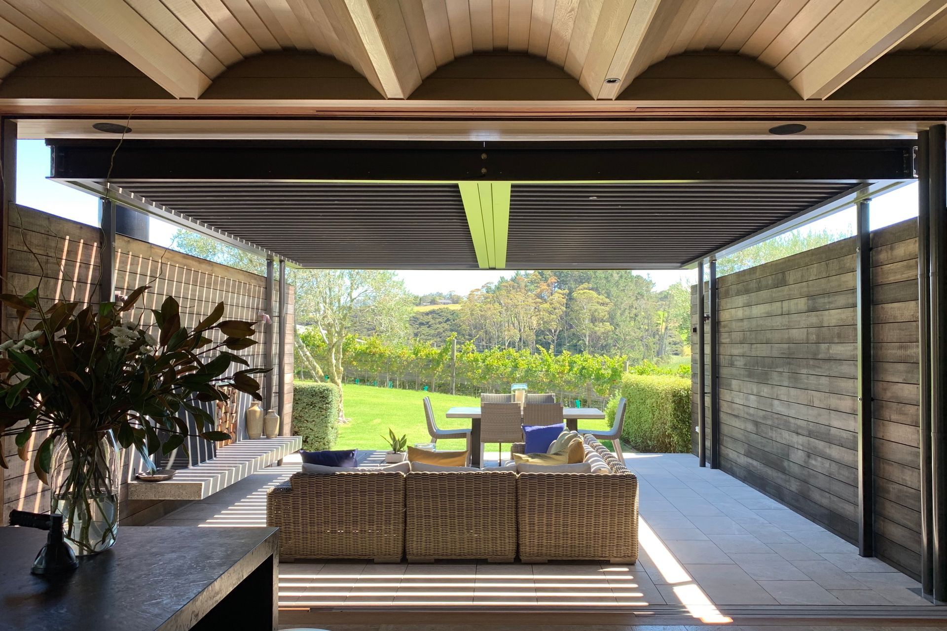 It's not just about the weather: Louvres can help control how much light streams into the home.