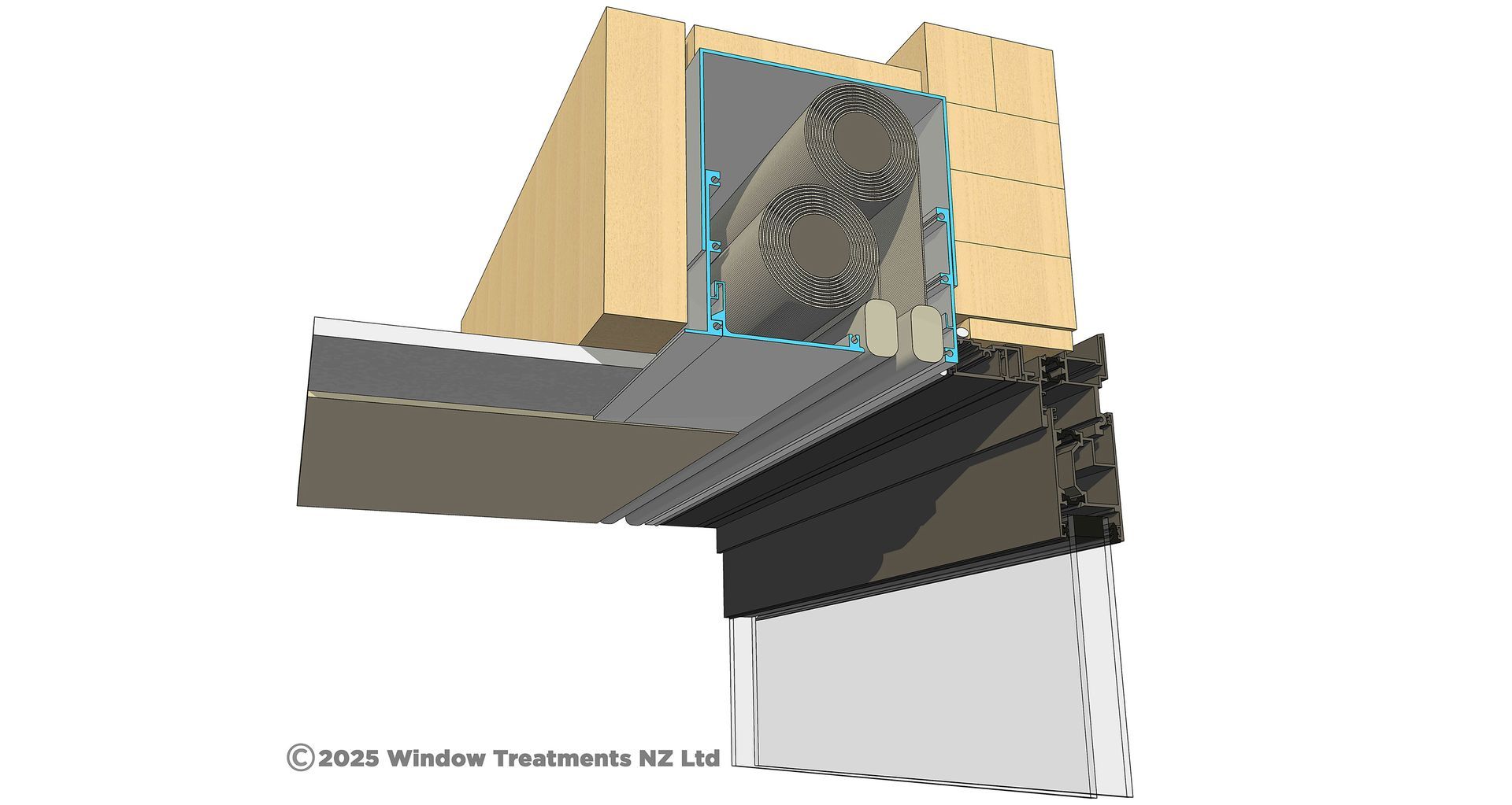 Neatly conceal blinds and curtains in the modular Recess Flush Box