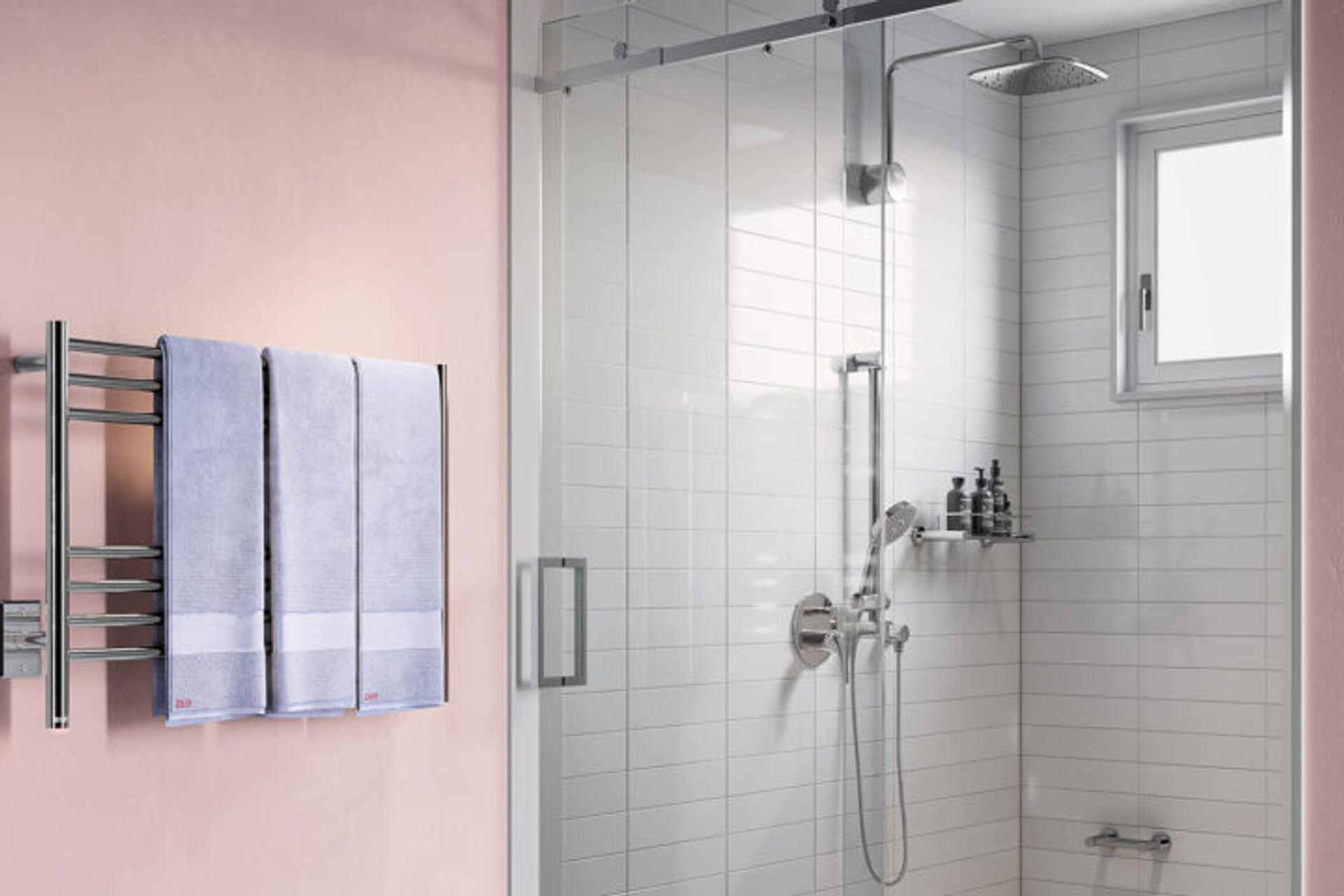 NATURAL 7 Bar 800mm heated towel rail with PTSelect Switch (US model shown here - square cover plate)