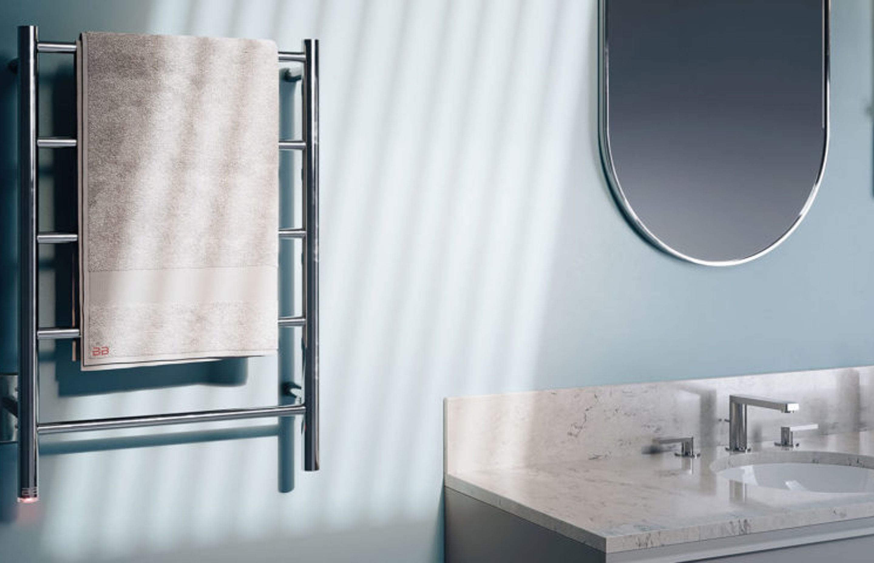 NATURAL 5 Bar 500mm heated towel rail with PTSelect Switch