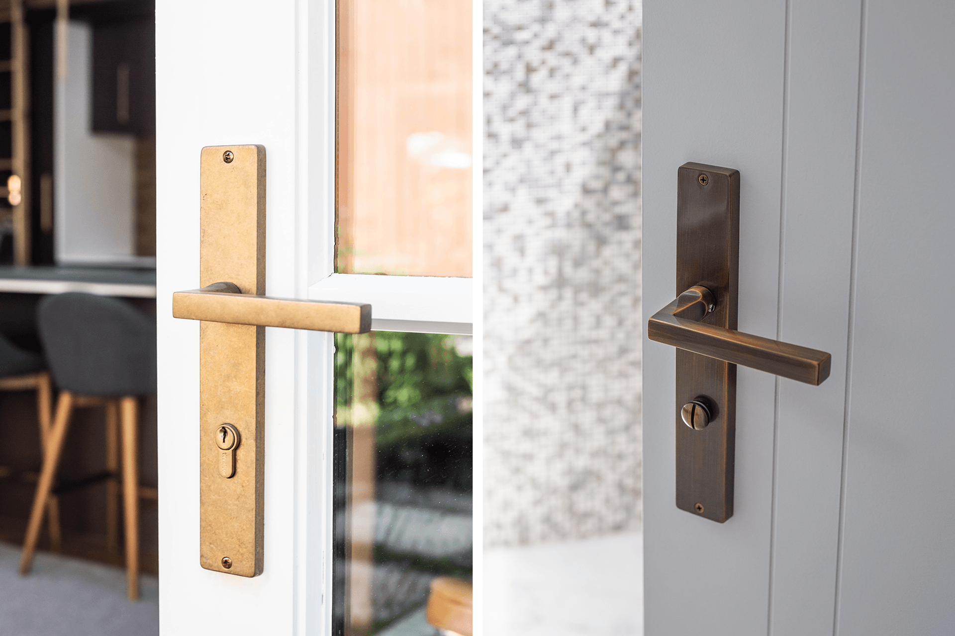 Windsor's hand finishes are available in three categories: Living finishes and Gloss and Matt Lacquered finishes, each bringing its own distinctive allure to its solid brass hardware.