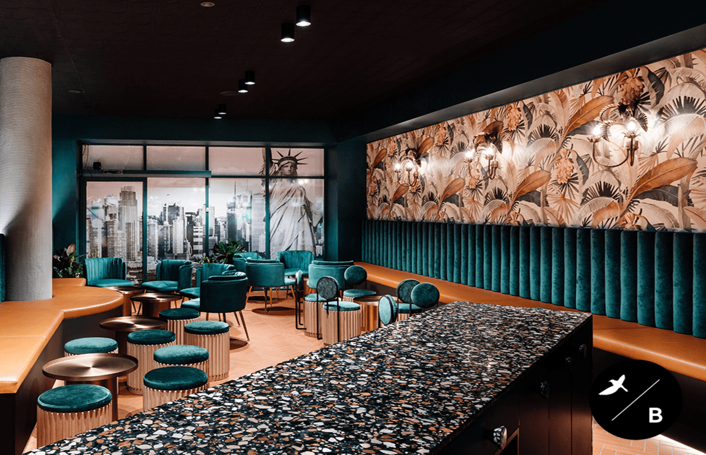 Luxurious and durable seating is a must in hospitality venues. Interior Design & Furniture Curation: Birdblack Design. Builder: Big Island Construction. Photography: Better Together Photography Co.