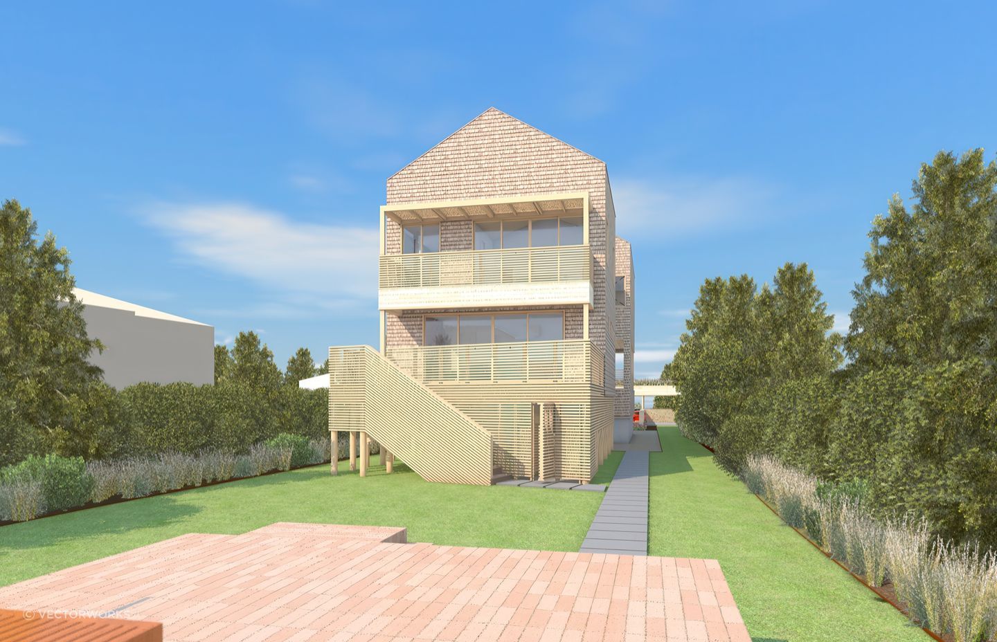 An example of a panoramic rendering made using Renderworks backgrounds.