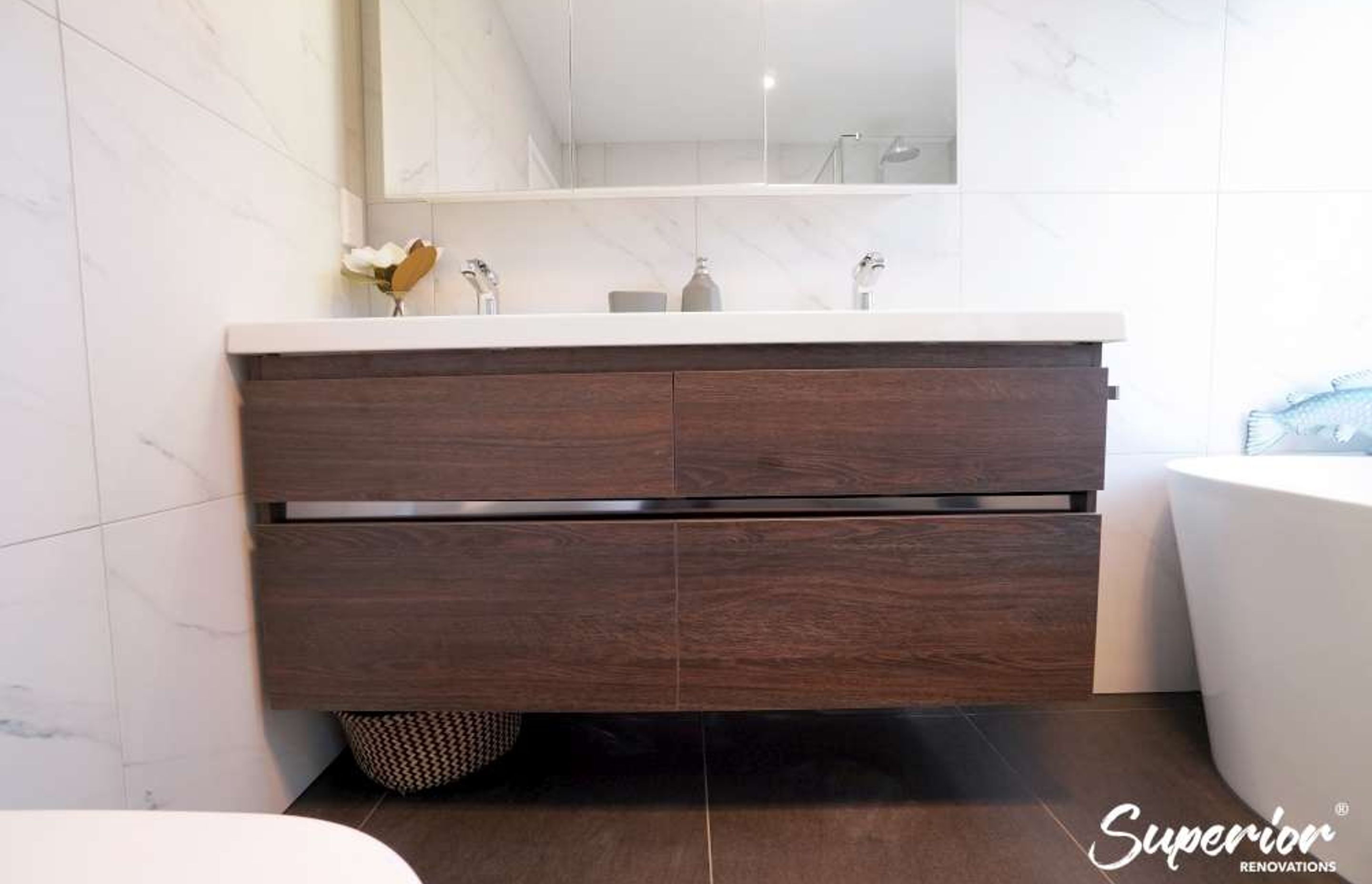 Floating Vanity in a Contemporary Style Bathroom