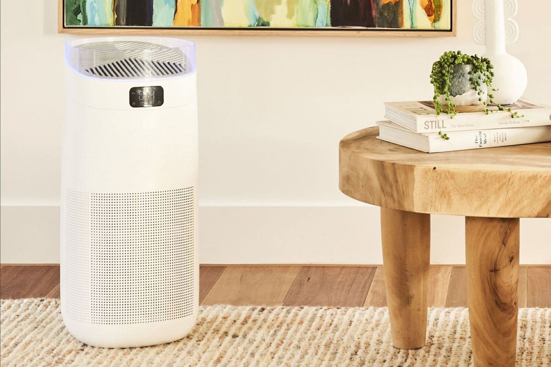 A smart air purifier can monitor air quality in real time.