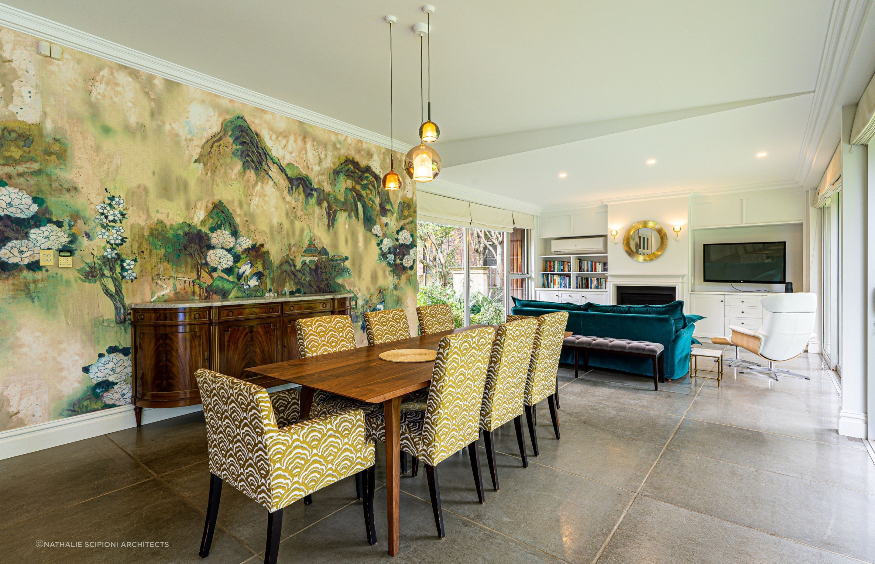 A medium to large sized dining room can easily fit a table that accommodates plenty of diners.