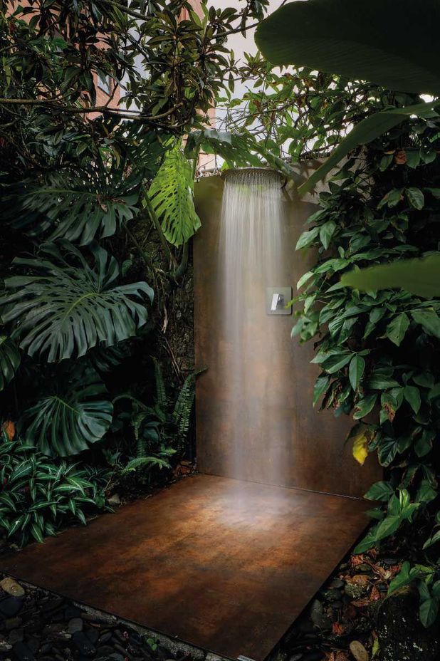 The keys to a bathroom boasting nature