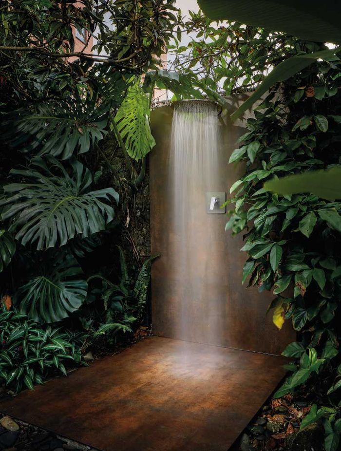 The keys to a bathroom boasting nature