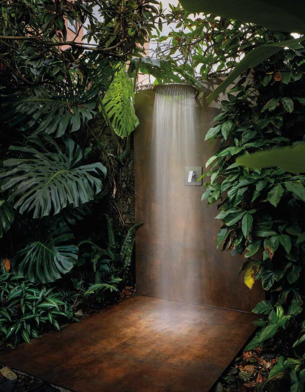 The keys to a bathroom boasting nature