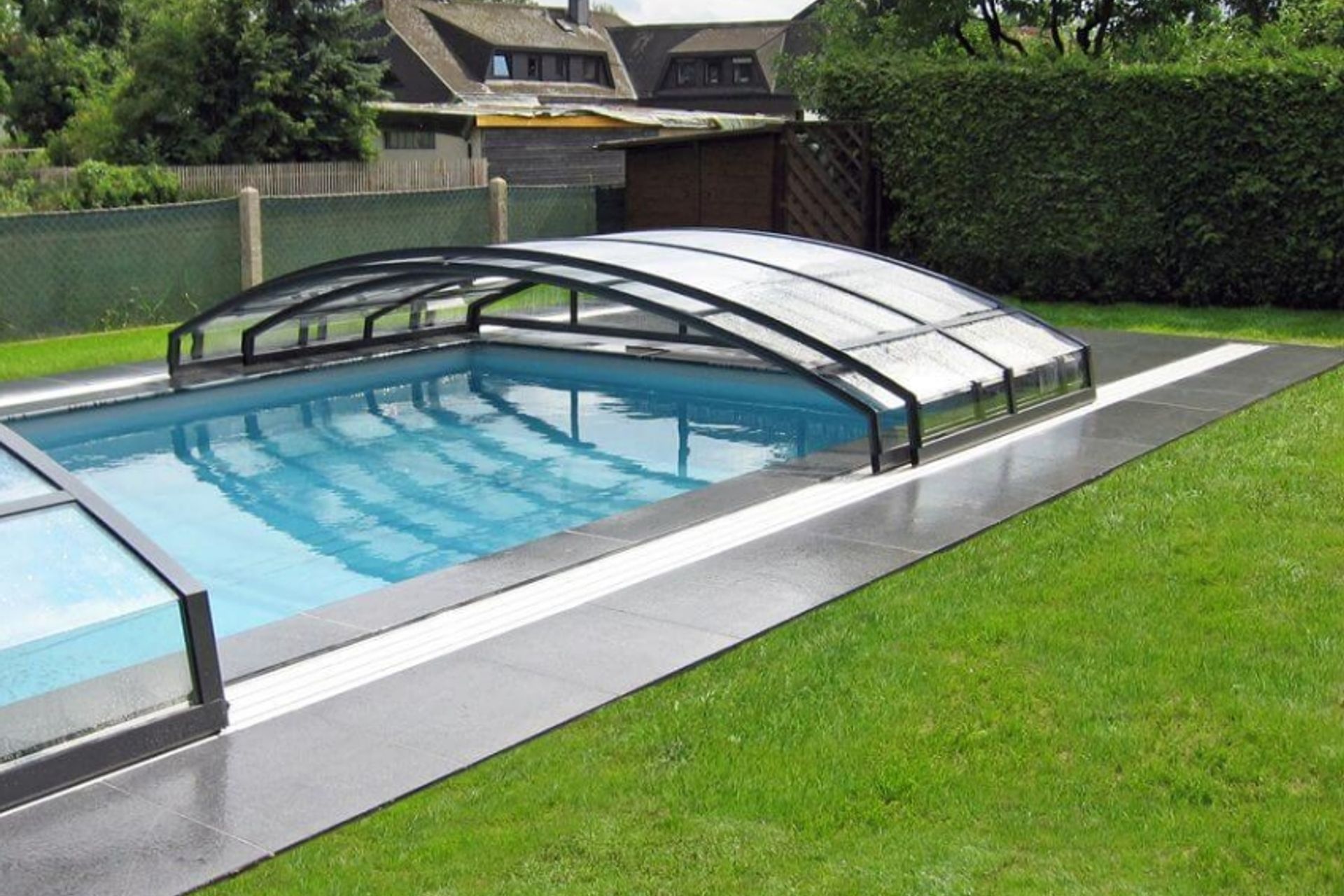 Flush Laid // In certain applications, tracks can be laid flush with paving. Usually tracks sit on surface.