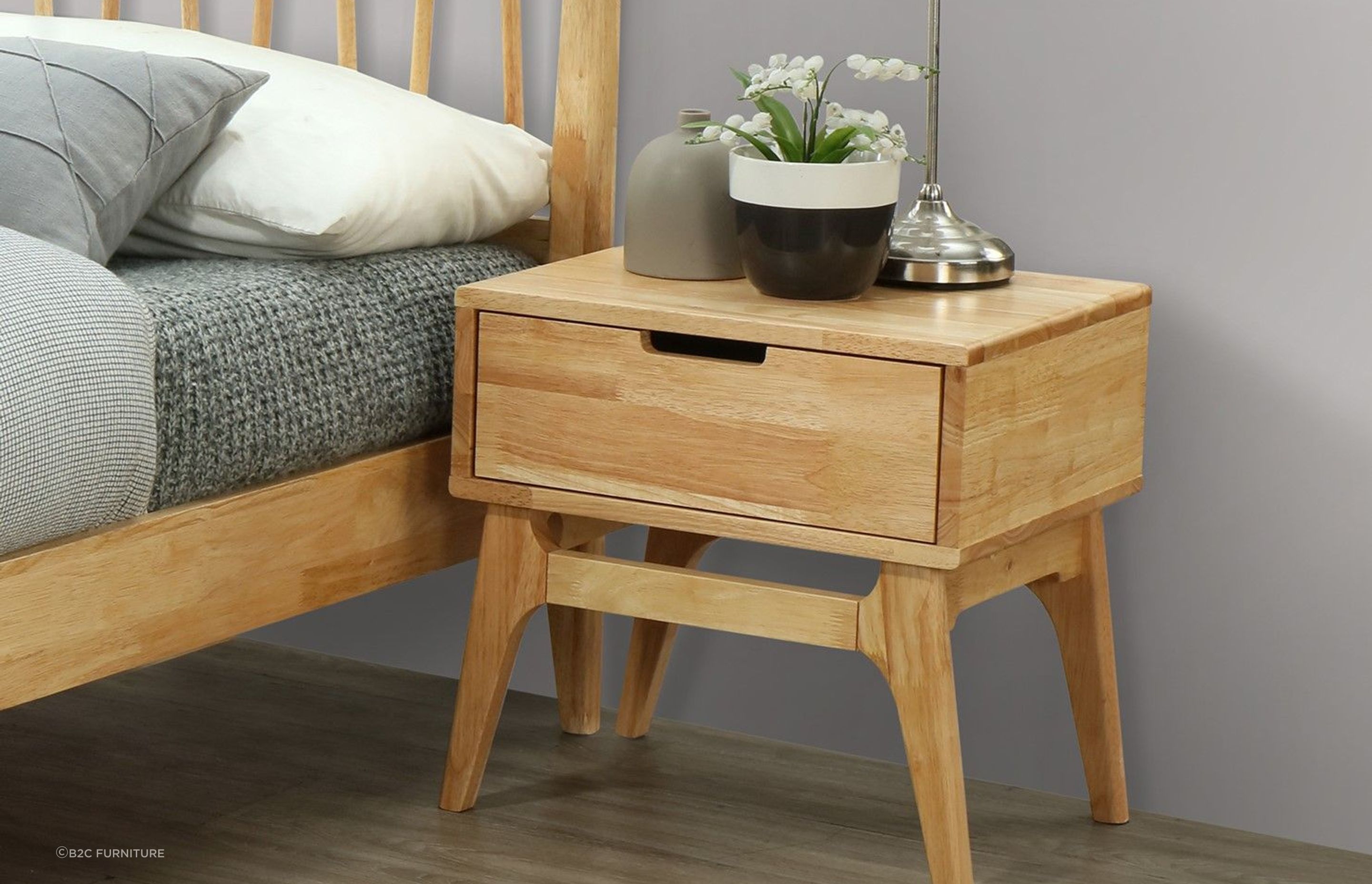 Hardwood bedside tables showcase the natural beauty of different hardwoods such as timber. Featured product: Paris Hardwood Bedside Table