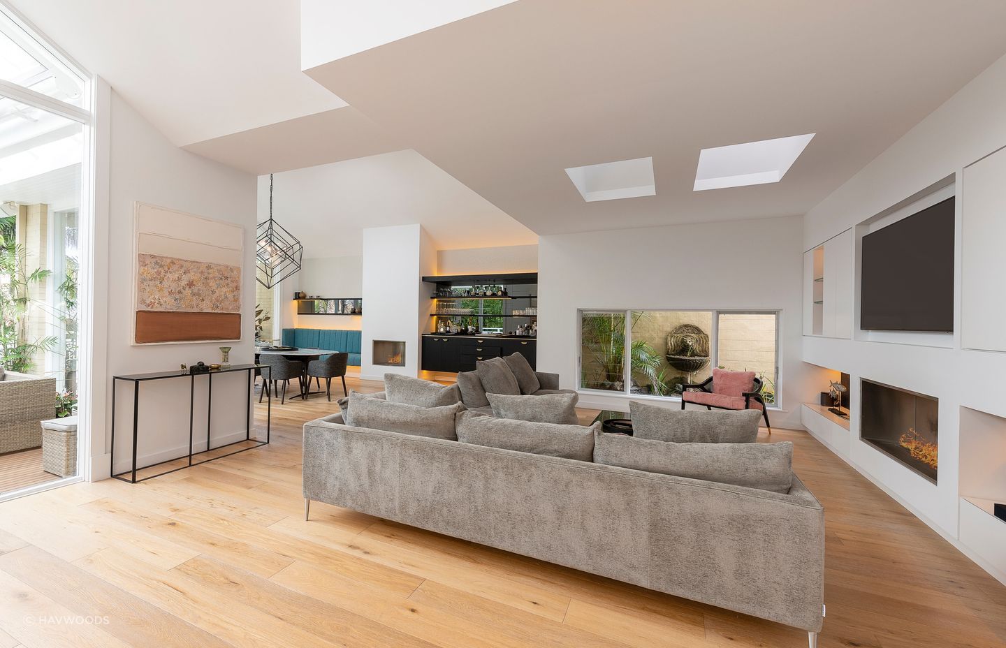 An engineered timber floor looks great in living spaces.