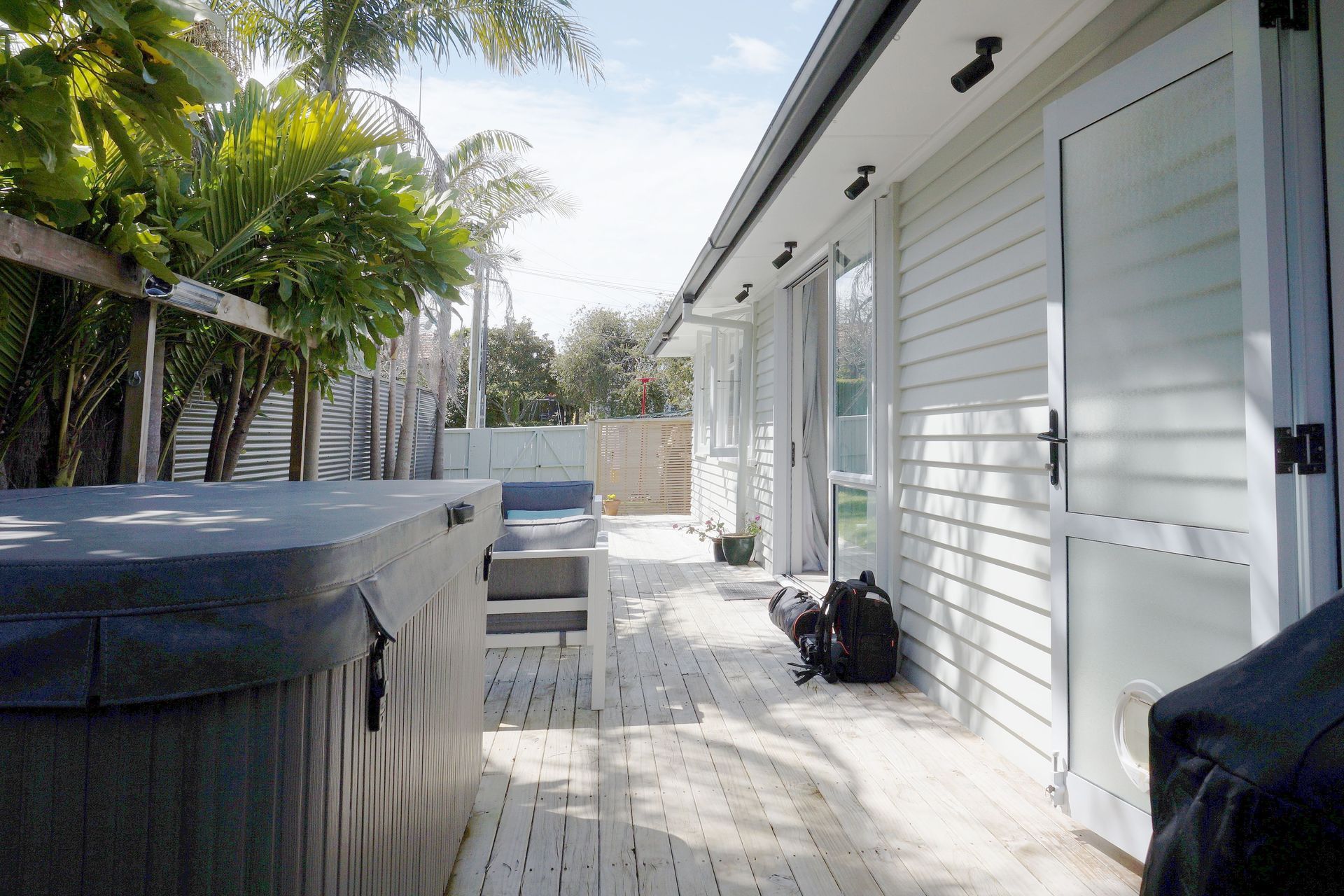 A deck was created around the house to extend the living space for the client.