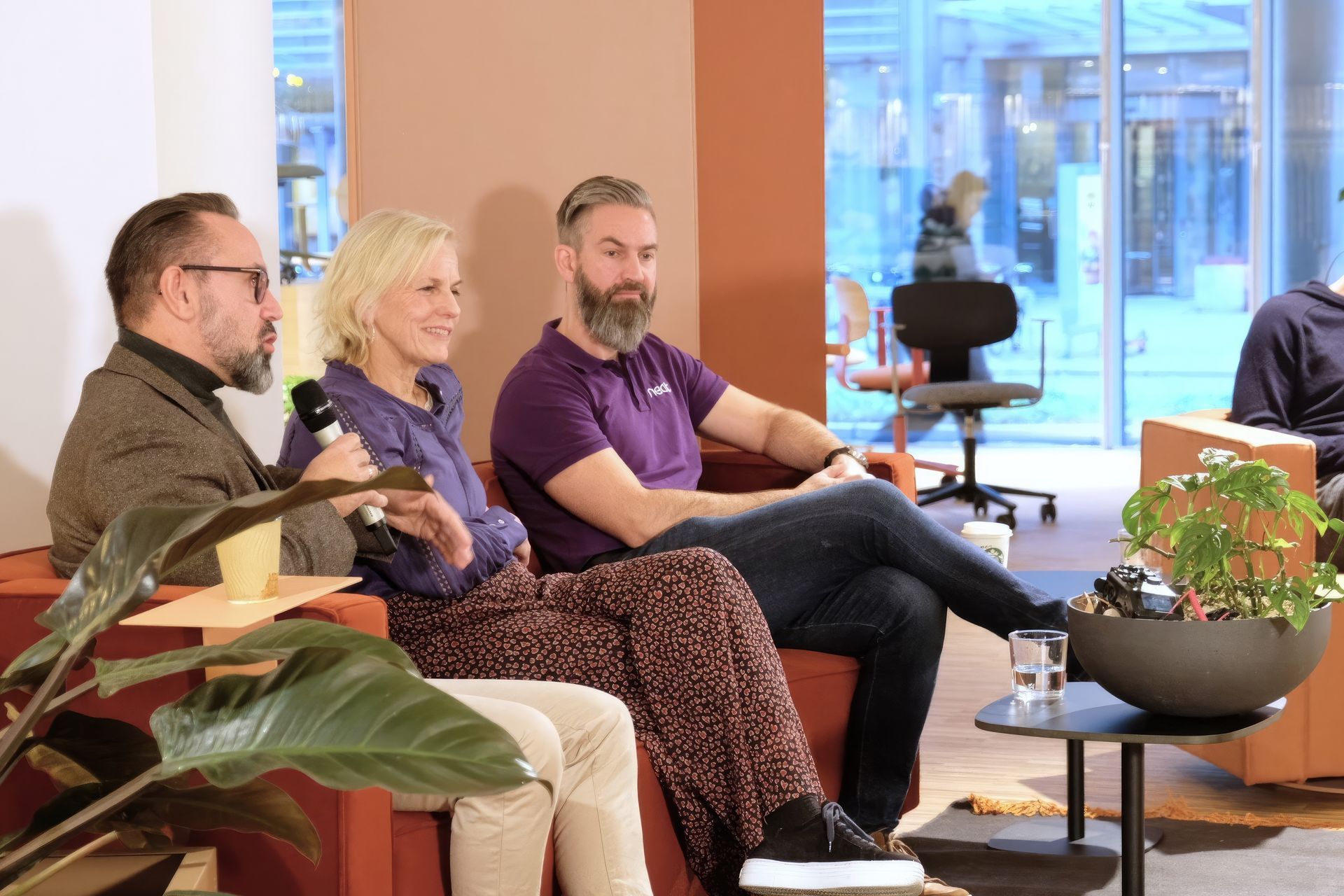 L-R: Lars Erik Morum, Team Technology Specialist at Microsoft, Heidi Tolo, Partner and Interior Architect at iARK, Simon Teigre, Chief of Emerging Innovation and co-founder of Neat, Christian Lodgaard, Flokk Chief Design Officer