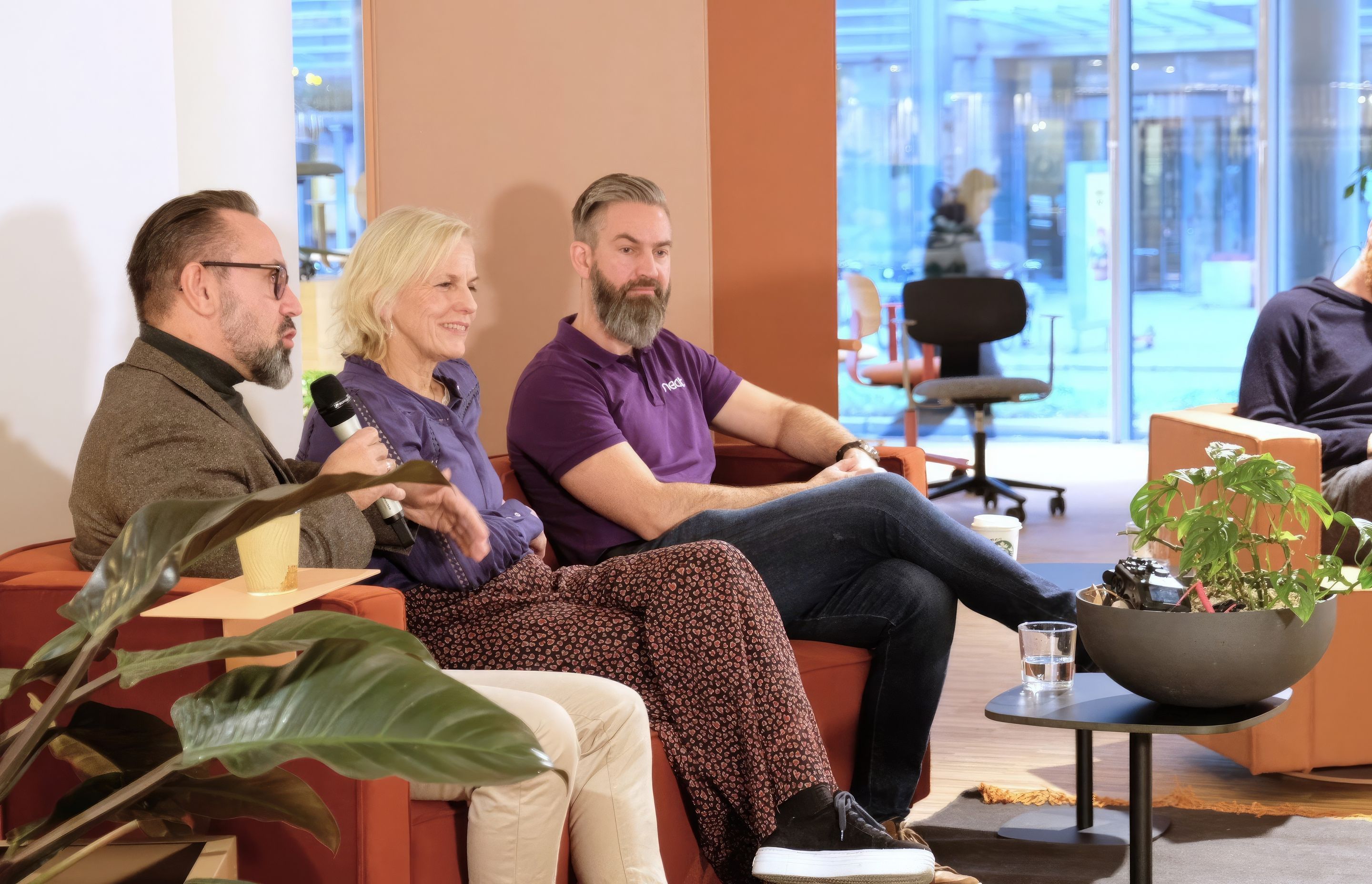 L-R: Lars Erik Morum, Team Technology Specialist at Microsoft, Heidi Tolo, Partner and Interior Architect at iARK, Simon Teigre, Chief of Emerging Innovation and co-founder of Neat, Christian Lodgaard, Flokk Chief Design Officer