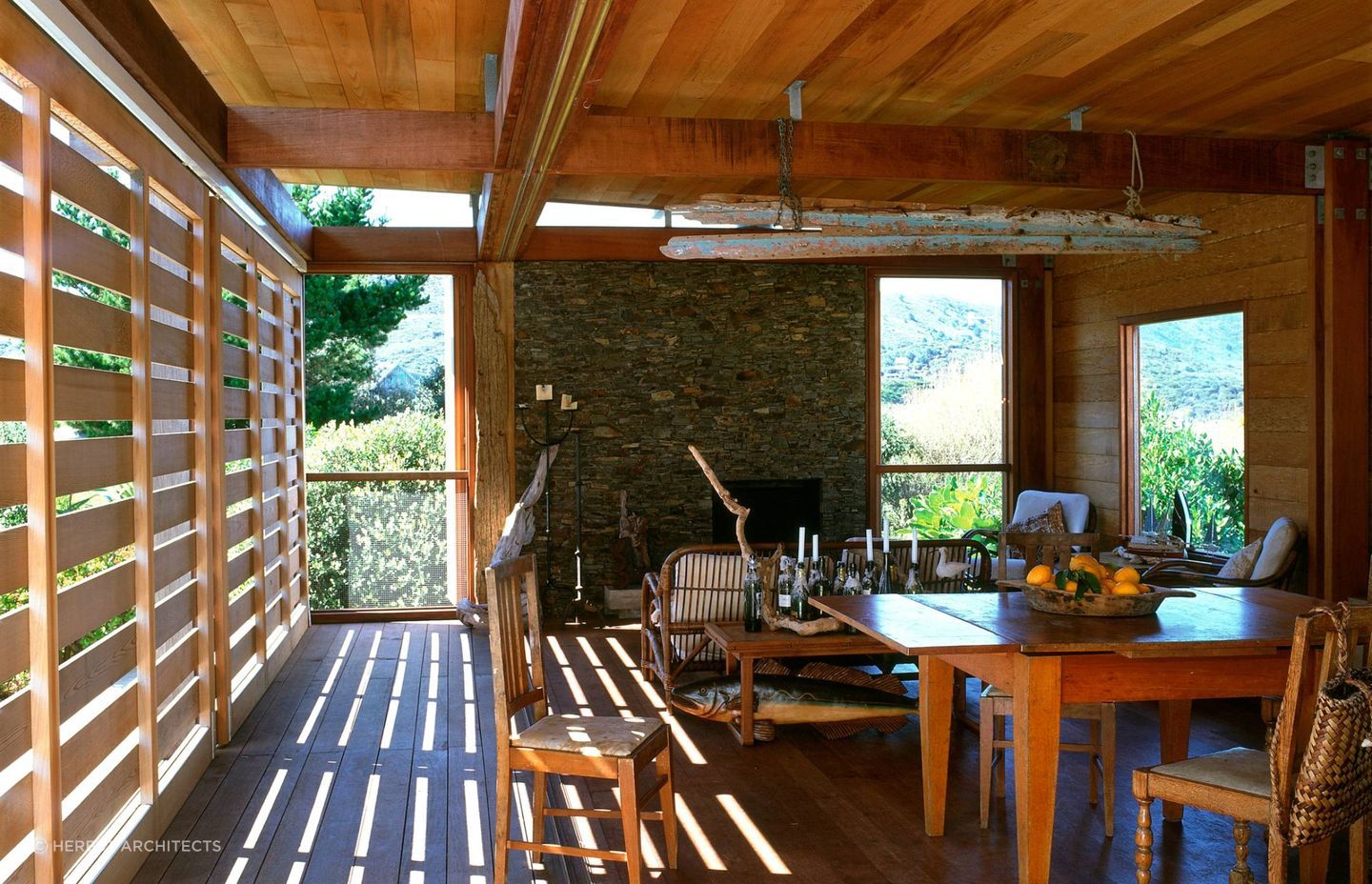 Interior, Island Bach, Great Barrier Island, by Herbst Architects.