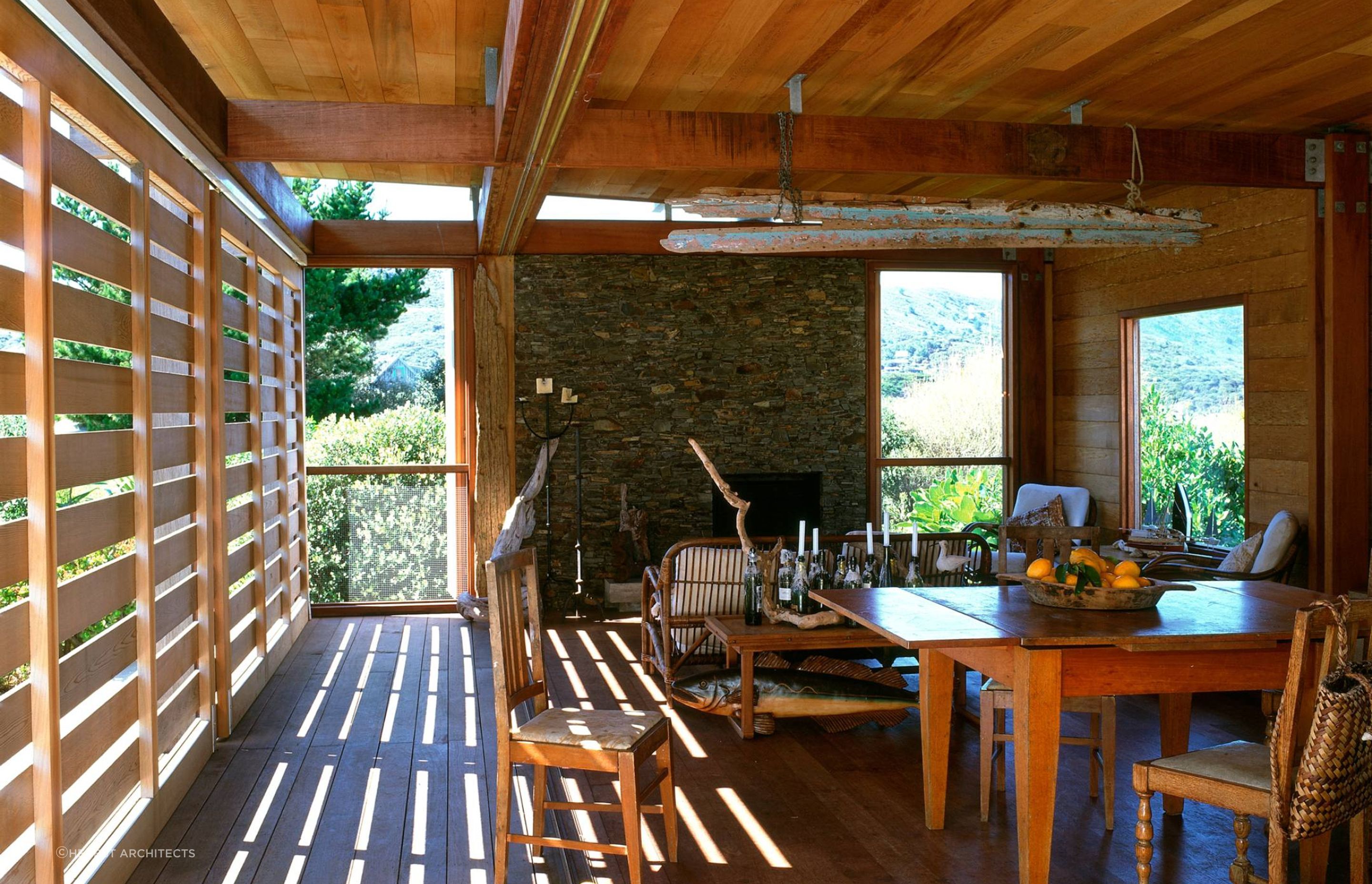 Interior, Island Bach, Great Barrier Island, by Herbst Architects.