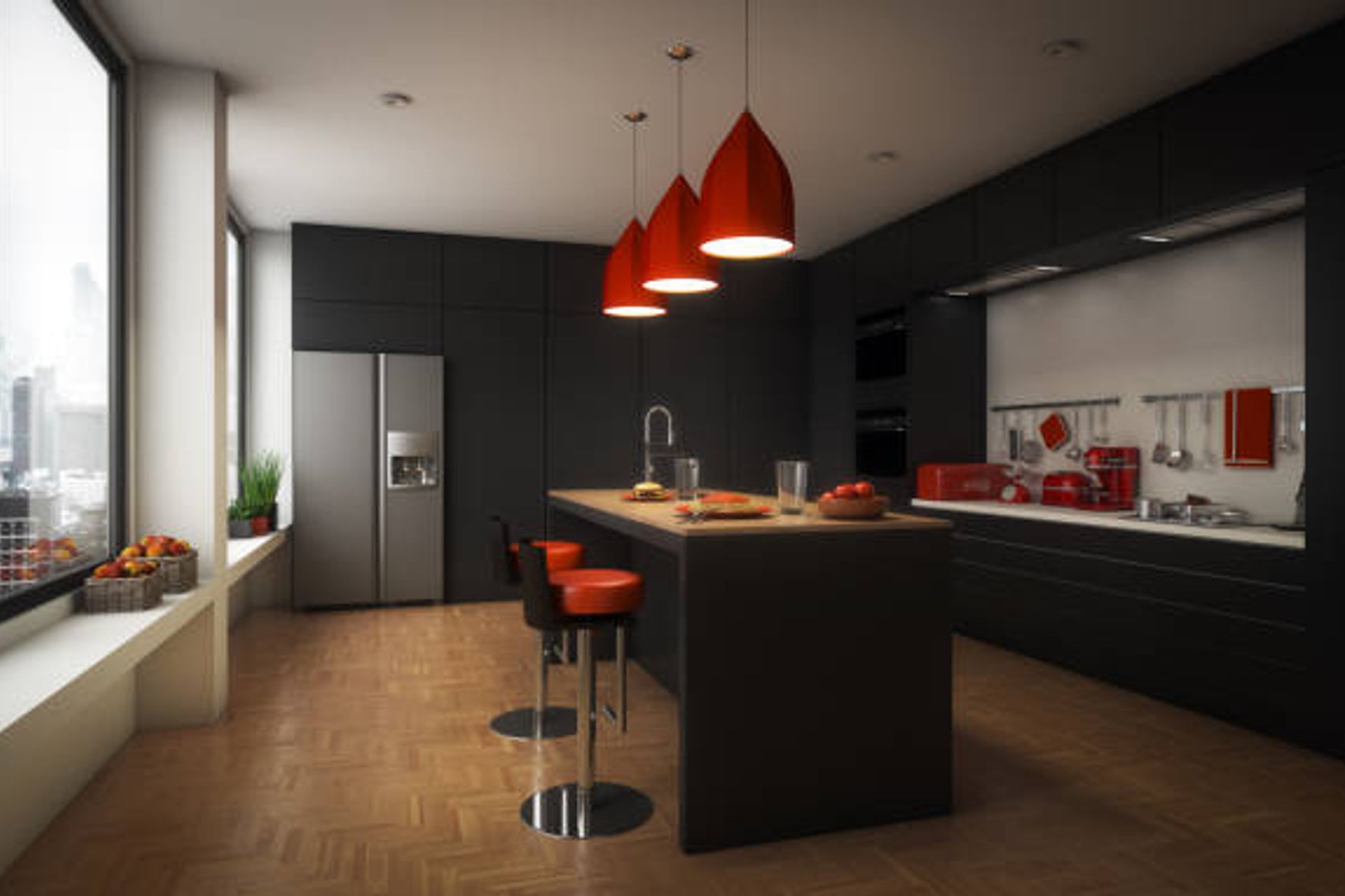 Black and red kitchen colour ideas | Photo Credit - iStock