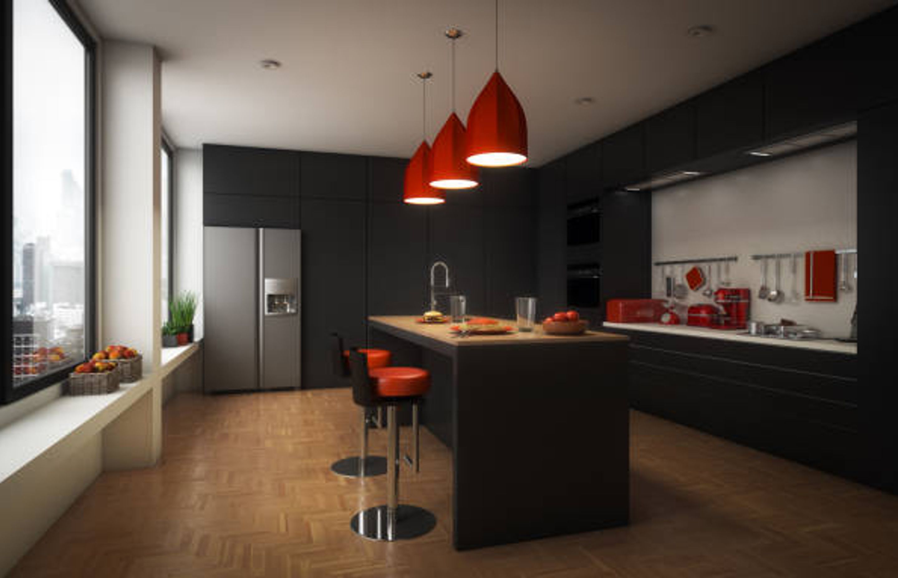 Black and red kitchen colour ideas | Photo Credit - iStock
