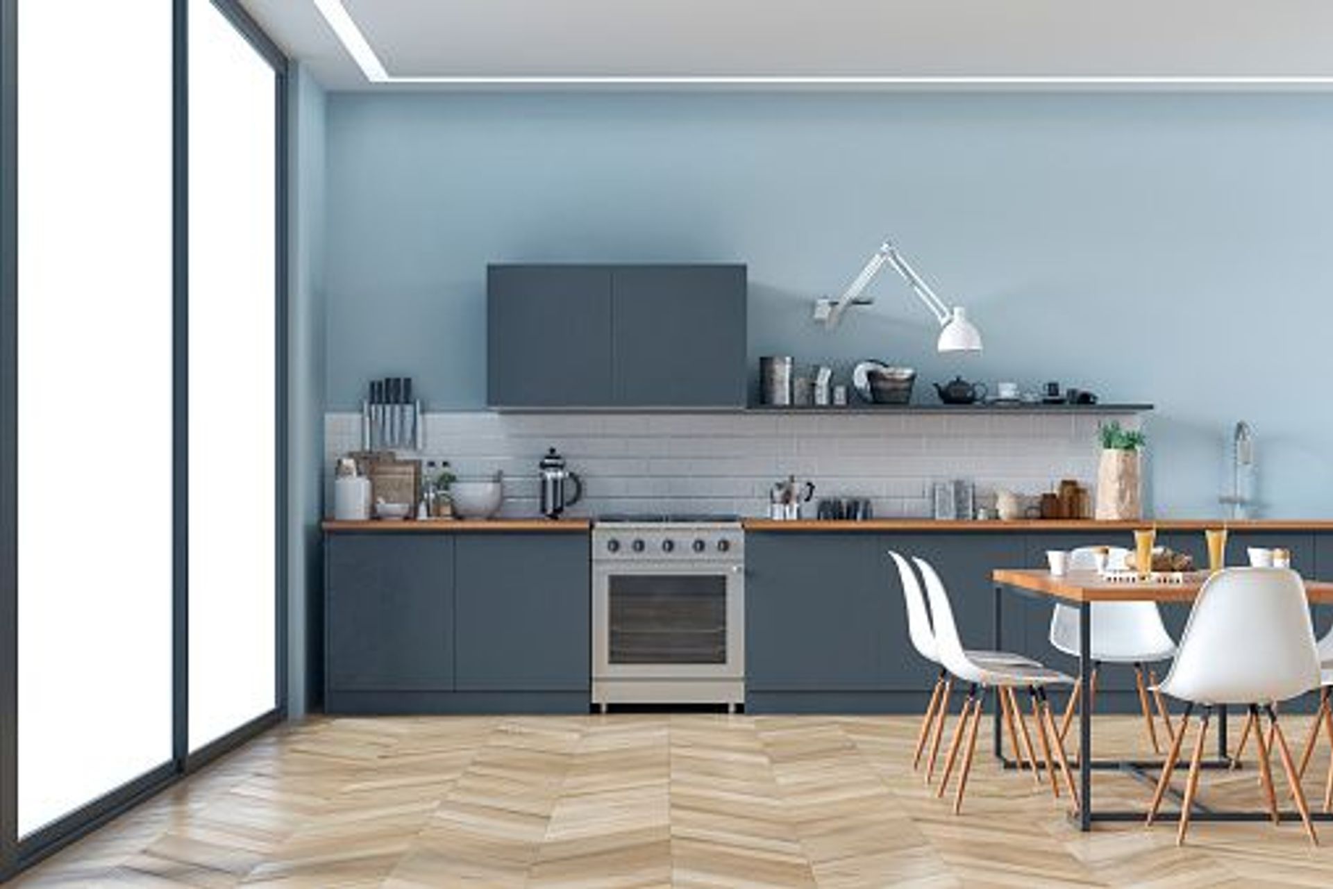 Use of Different Shade of Blue in a Kitchen | Photo Credit - iStock